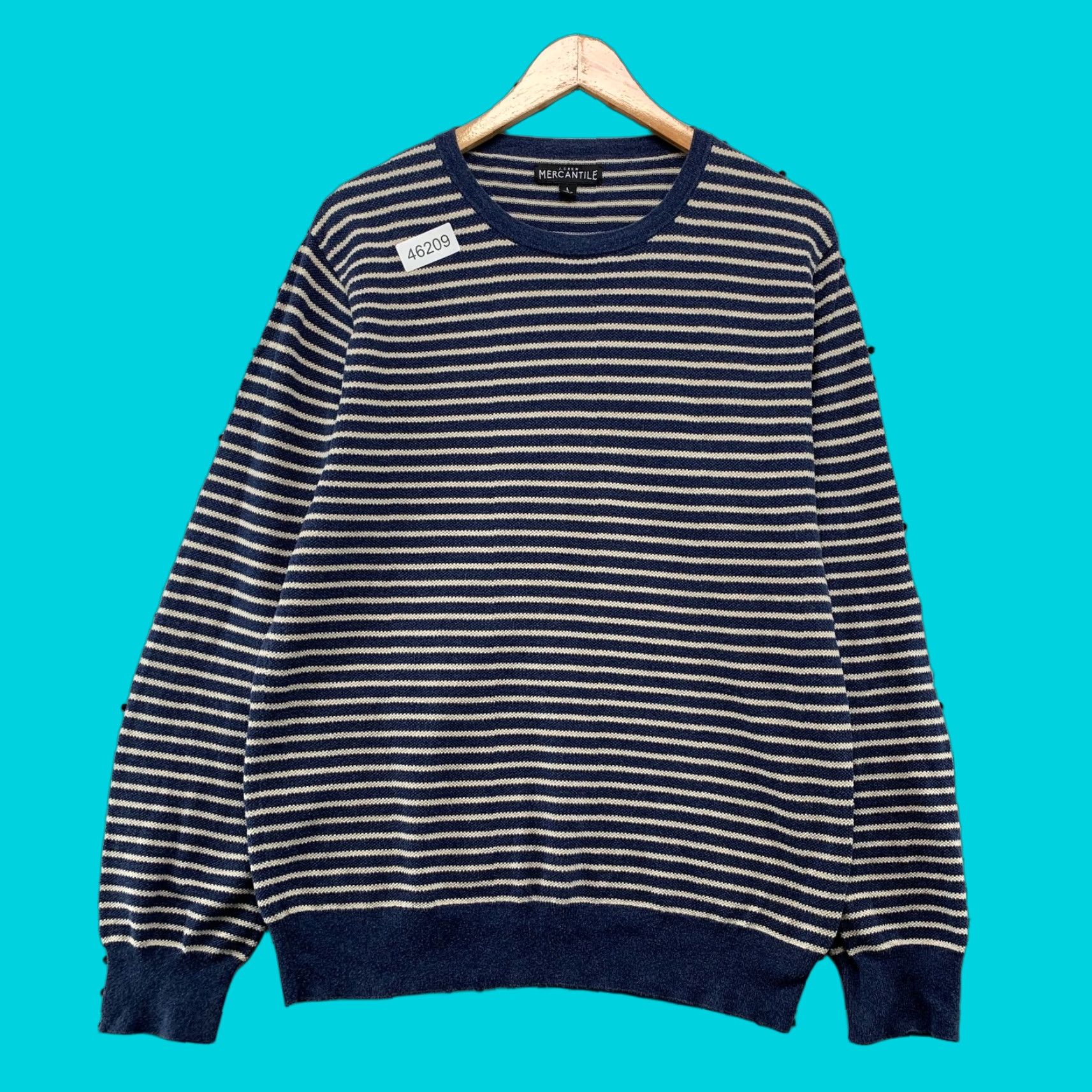 J.Crew J.CREW Striped Sweater Mens Large Blue Beige Striped Textured Preppy Casual Size US L / EU 52-54 / 3 - 1 Thumbnail