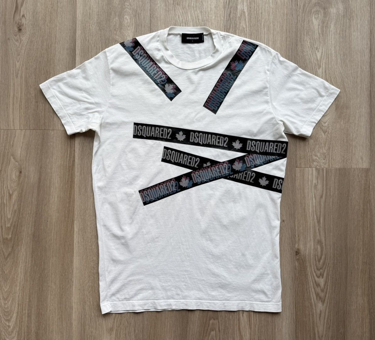 Dsquared2 Dsquared2 White Striped Logo T-Shirt Size US L / EU 52-54 / 3 - 1 Thumbnail