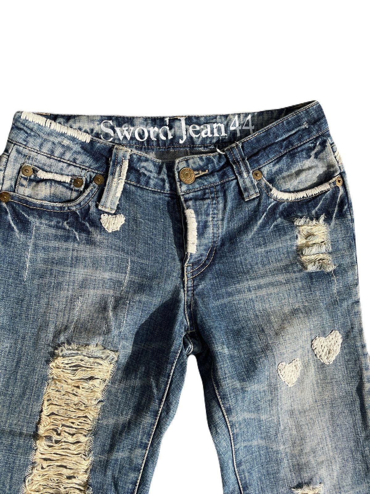 If Six Was Nine 2000s SwordJean Vkei Distressed Flare Heart Jeans Japanese Size US 29 - 5 Thumbnail