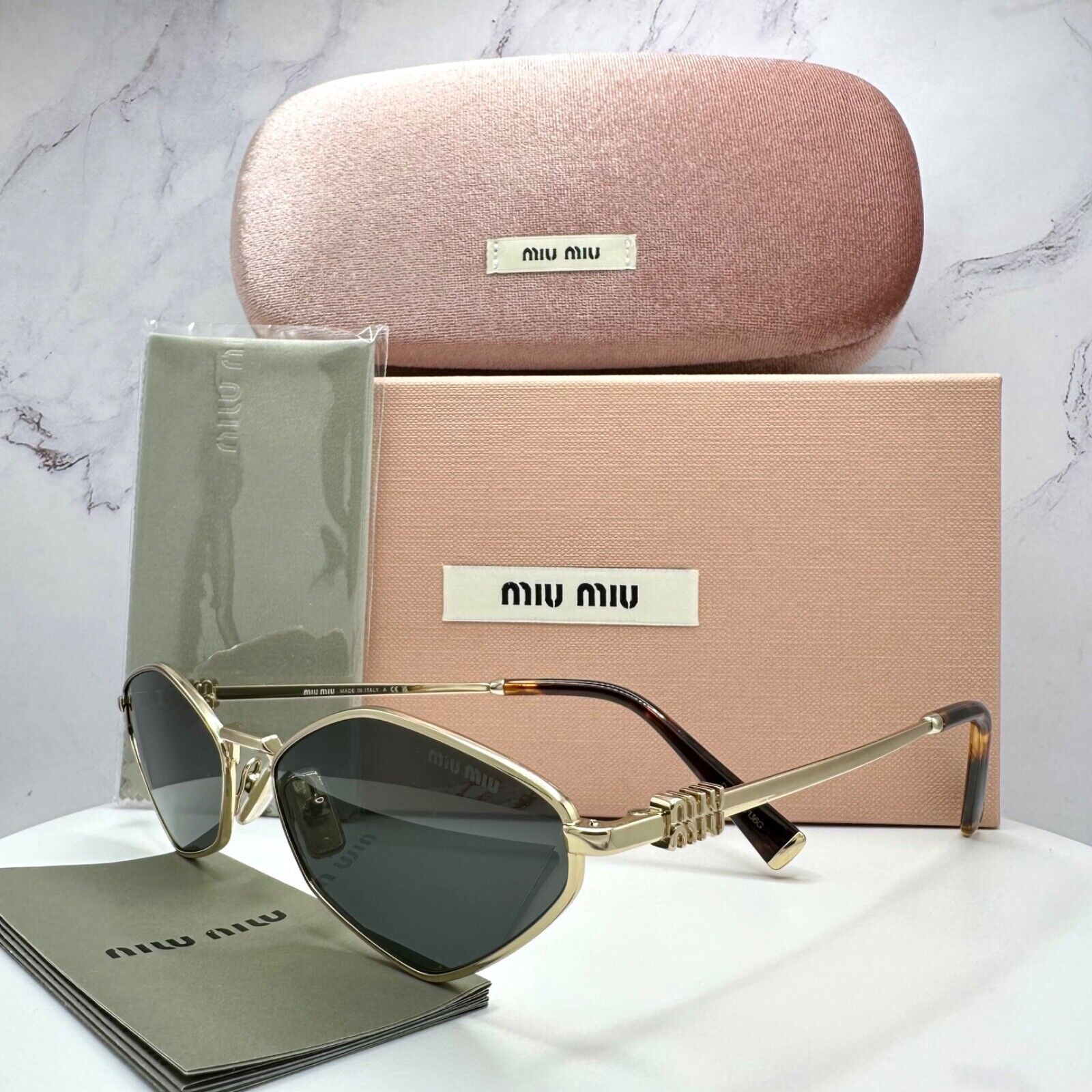 Miu Miu New MIU MIU Runway Hexagon Gold Metal Sunglasses Logo Size ONE SIZE - 1 Thumbnail
