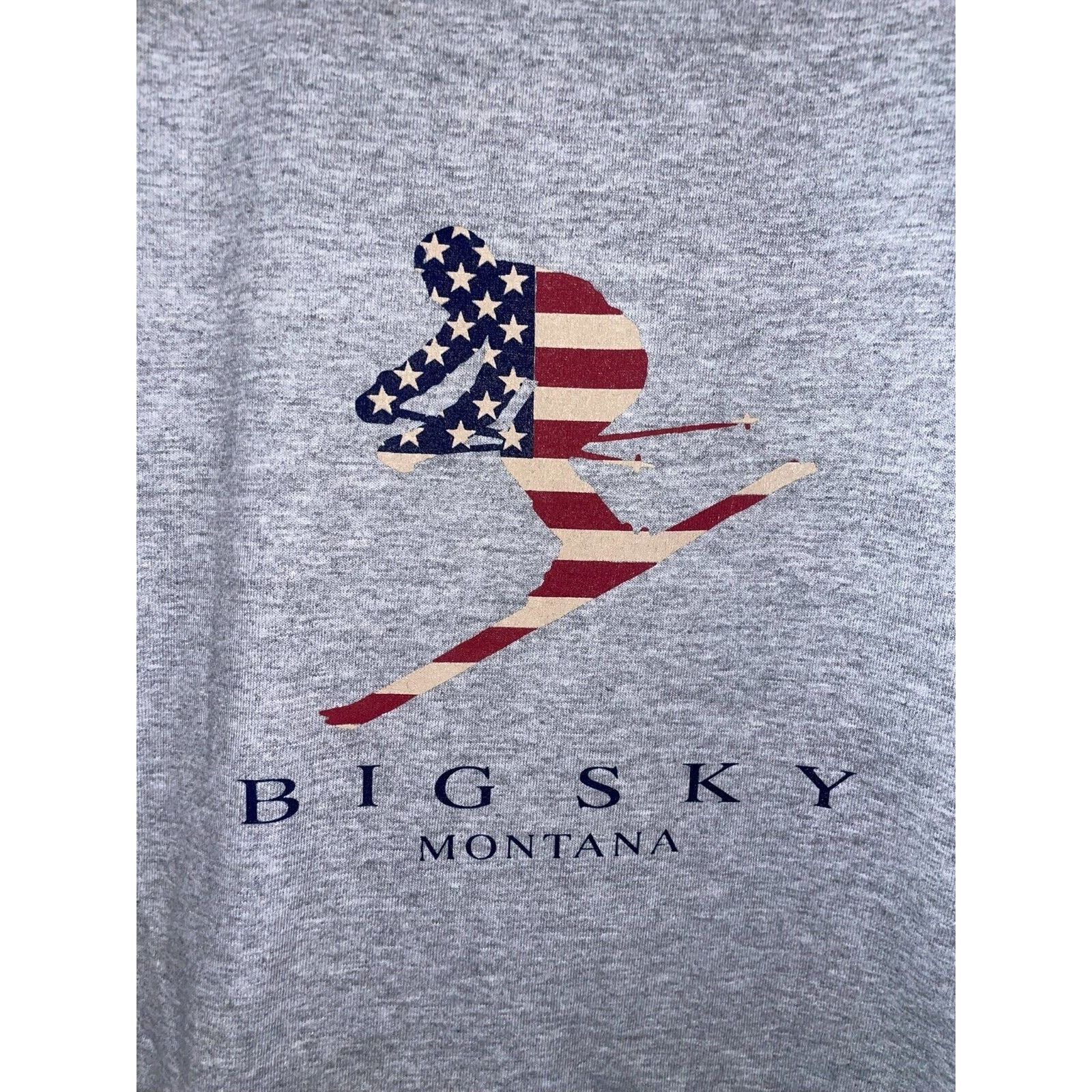 Jerzees Vintage Big Sky Shirt USA Ski Star Skier Gray Tee 90s Large Size US L / EU 52-54 / 3 - 2 Thumbnail