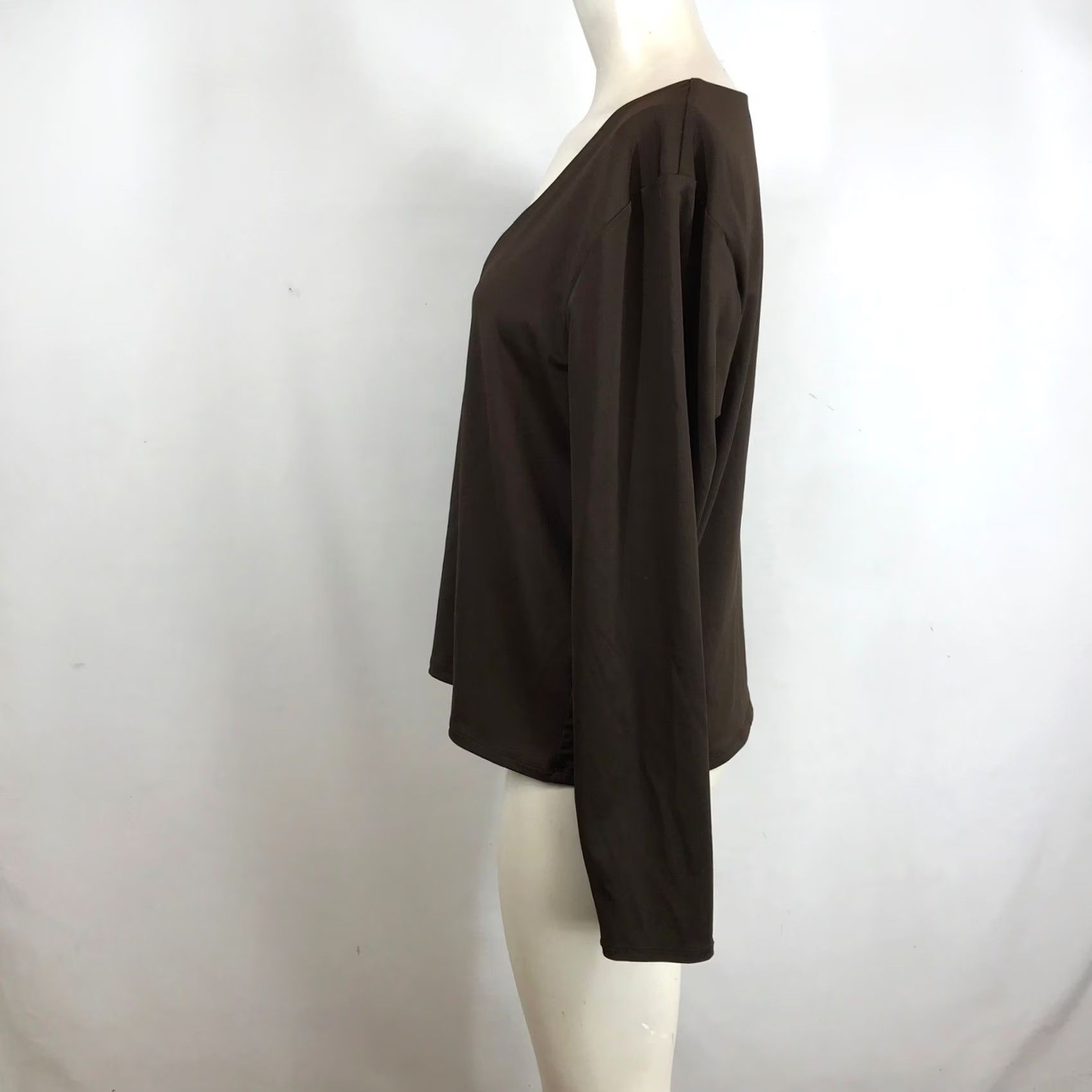 Old Navy Old Navy Womens XXL Brown V-Neck Long Sleeve Pullover Top Stretch Relaxed Fit Size XXL / US 16-18 / IT 52-54 - 6 Thumbnail