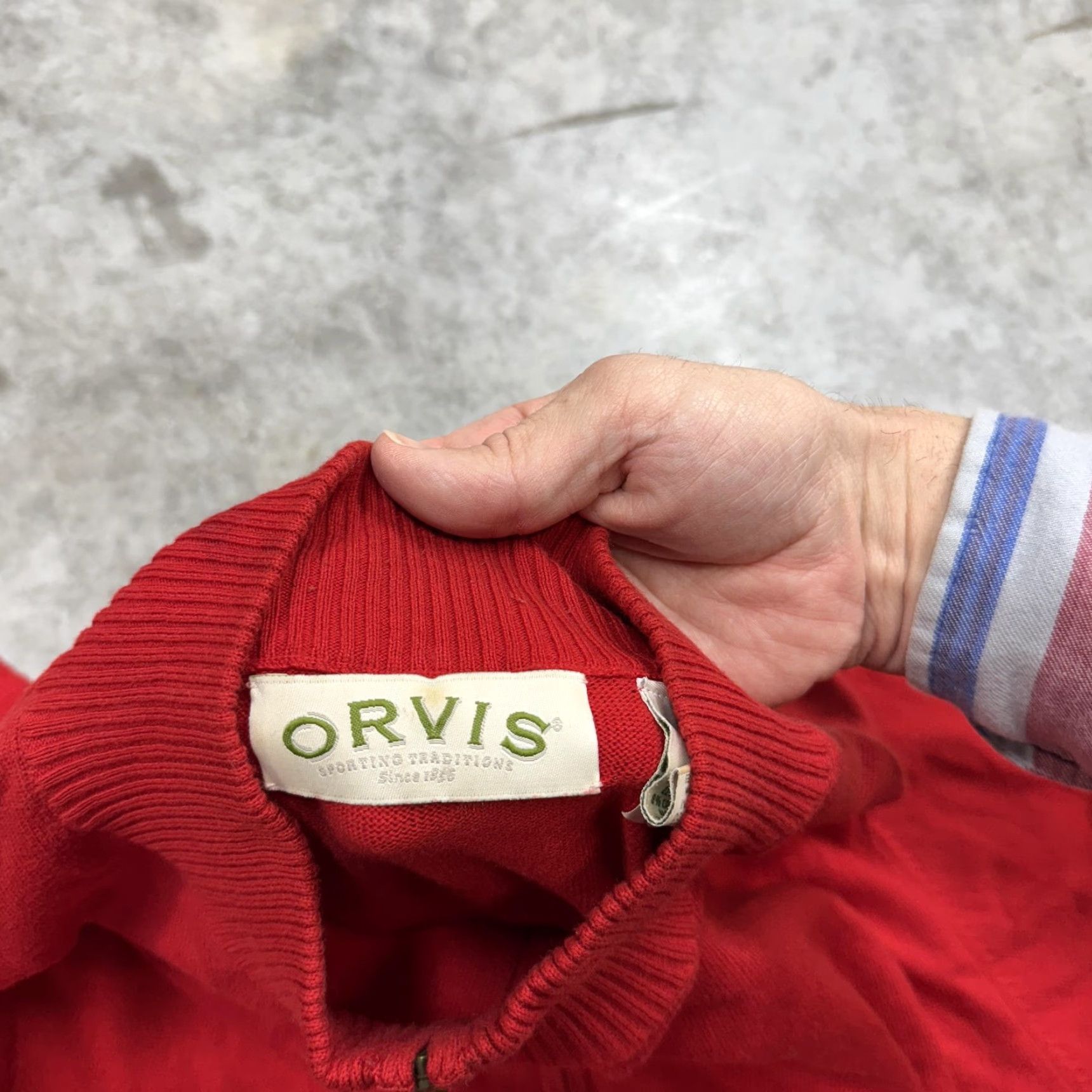 Orvis Orvis Sweater Mens Large Red Quarter Zip Mock Neck Silk Cashmere Blend Pullover Cotton Knit One 4th Zip All Seasons Solid Size US L / EU 52-54 / 3 - 4 Thumbnail