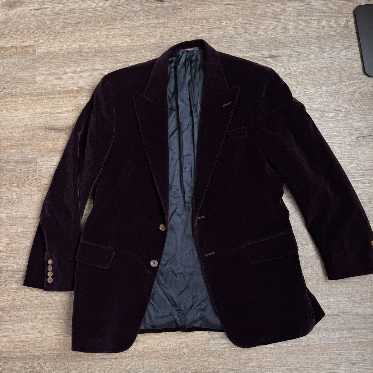 Versace Versace Velvet Corduroy Blazer Plum Single Breasted Size 52R - 7 Thumbnail
