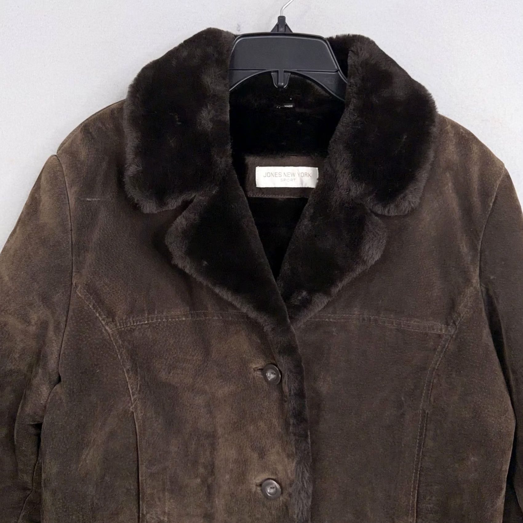 Jones New York Jones New York Sport Coat Womens Medium Brown Suede Faux Fur Lined Pockets Jacket Size M / US 6-8 / IT 42-44 - 2 Thumbnail