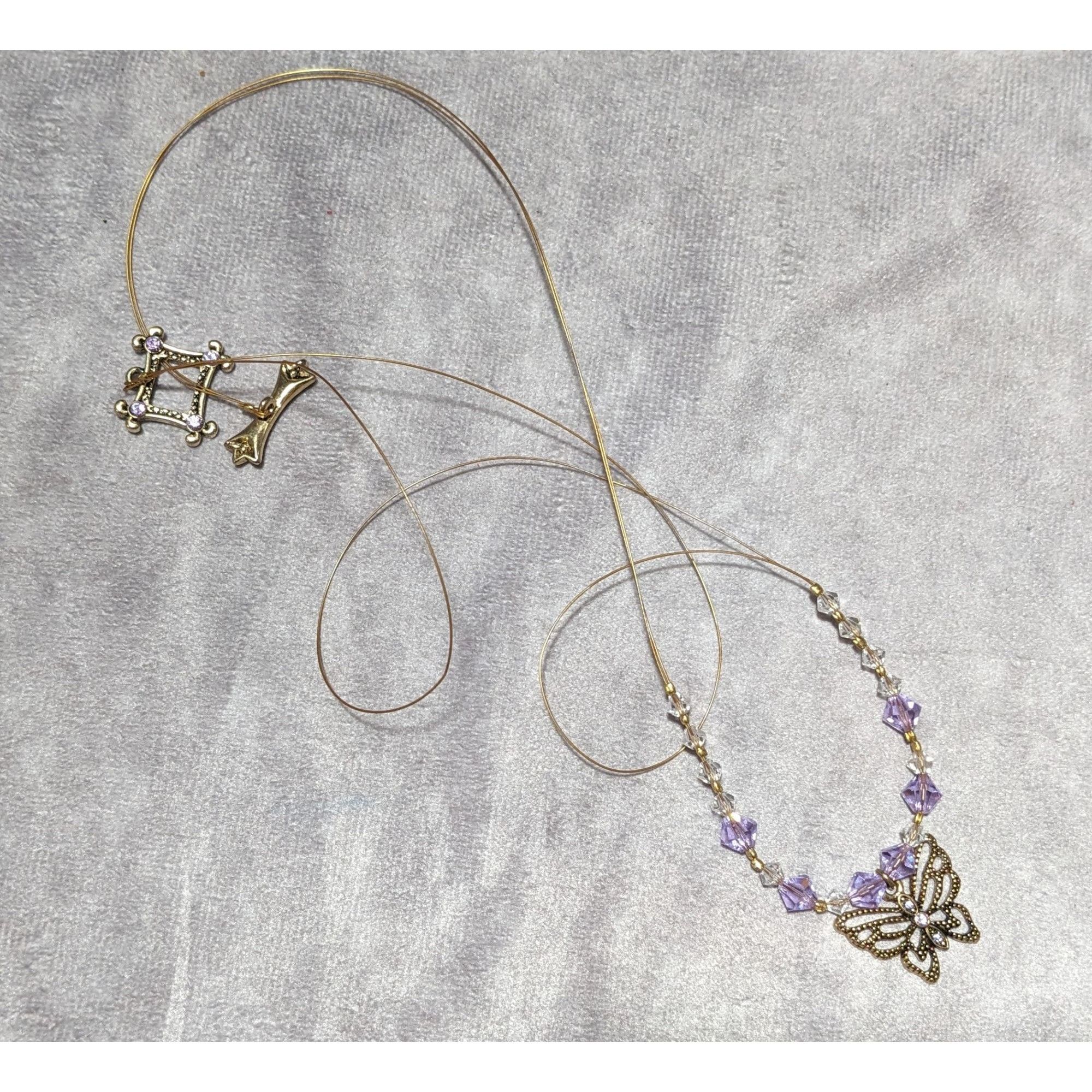 Other Handmade Purple Butterfly Crystal Necklace Size ONE SIZE - 9 Thumbnail