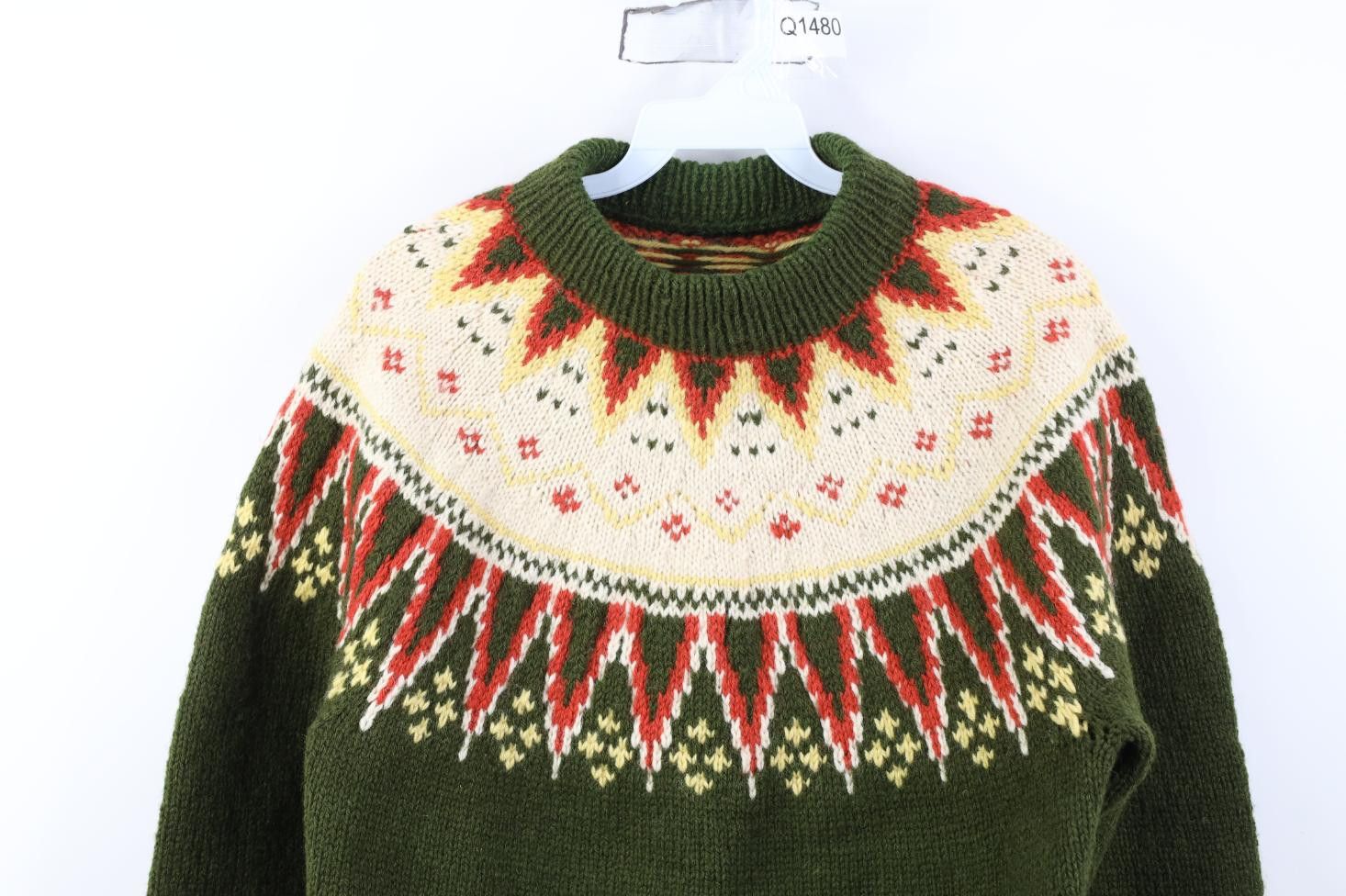 Vintage Vintage 50s Cowichan Wool Hand Knit Fair Isle Sweater Size US M / EU 48-50 / 2 - 2 Thumbnail