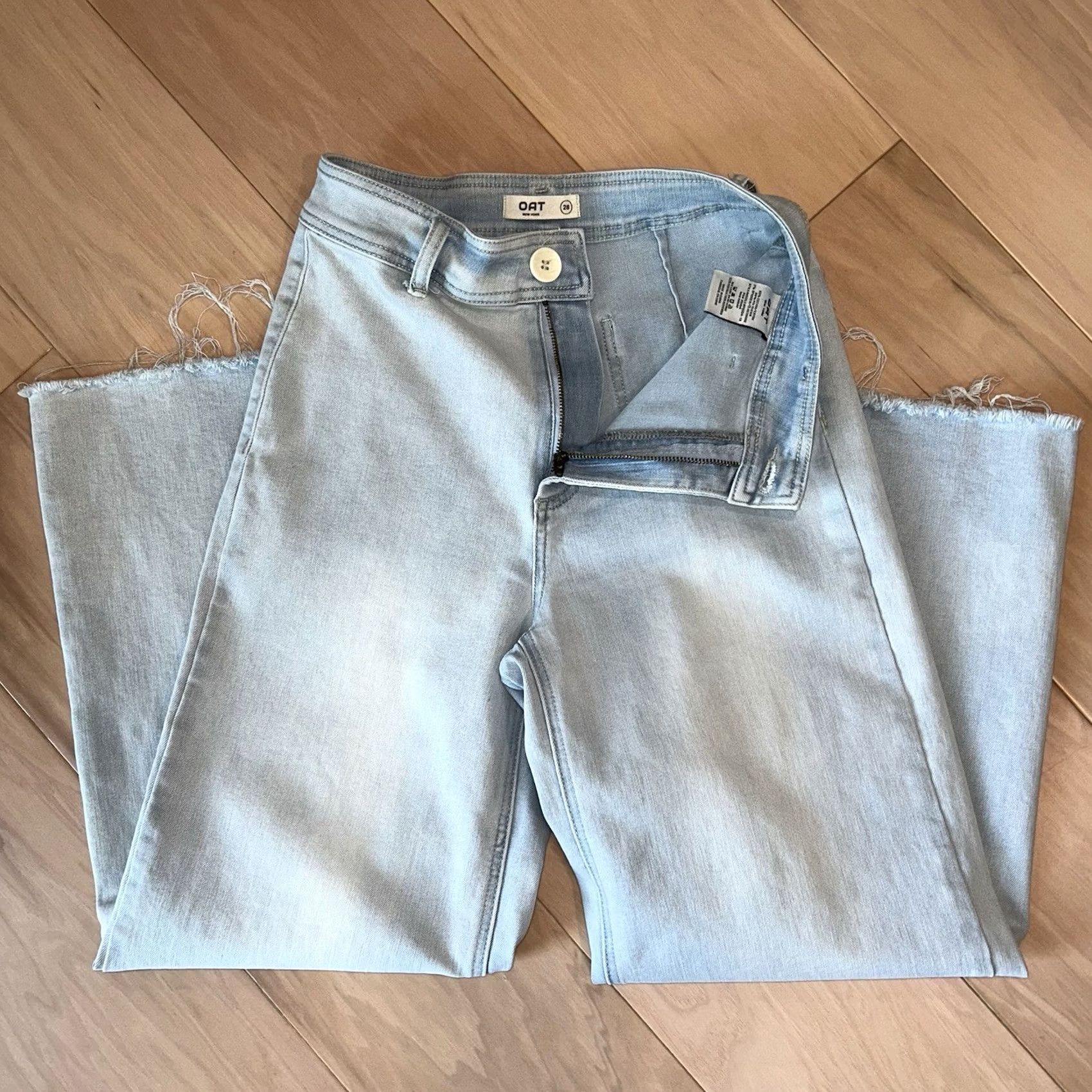 Vintage OAT NEW YORK WIDE LEG BLUE JEANS - High Rise Denim Size 28" / US 6 / IT 42 - 5 Thumbnail