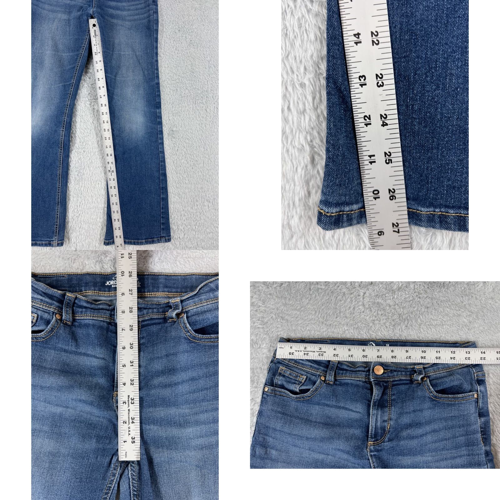 Jordache Jordache Jeans Pant Bootscut Denim Mid Rise 18 Juniors 26x27 Blue Cotton Blend Women 5-Pocket Distressed Embroidered Zipper 90s? (adjust if no decade) Size 40" / US 18 - 8 Thumbnail