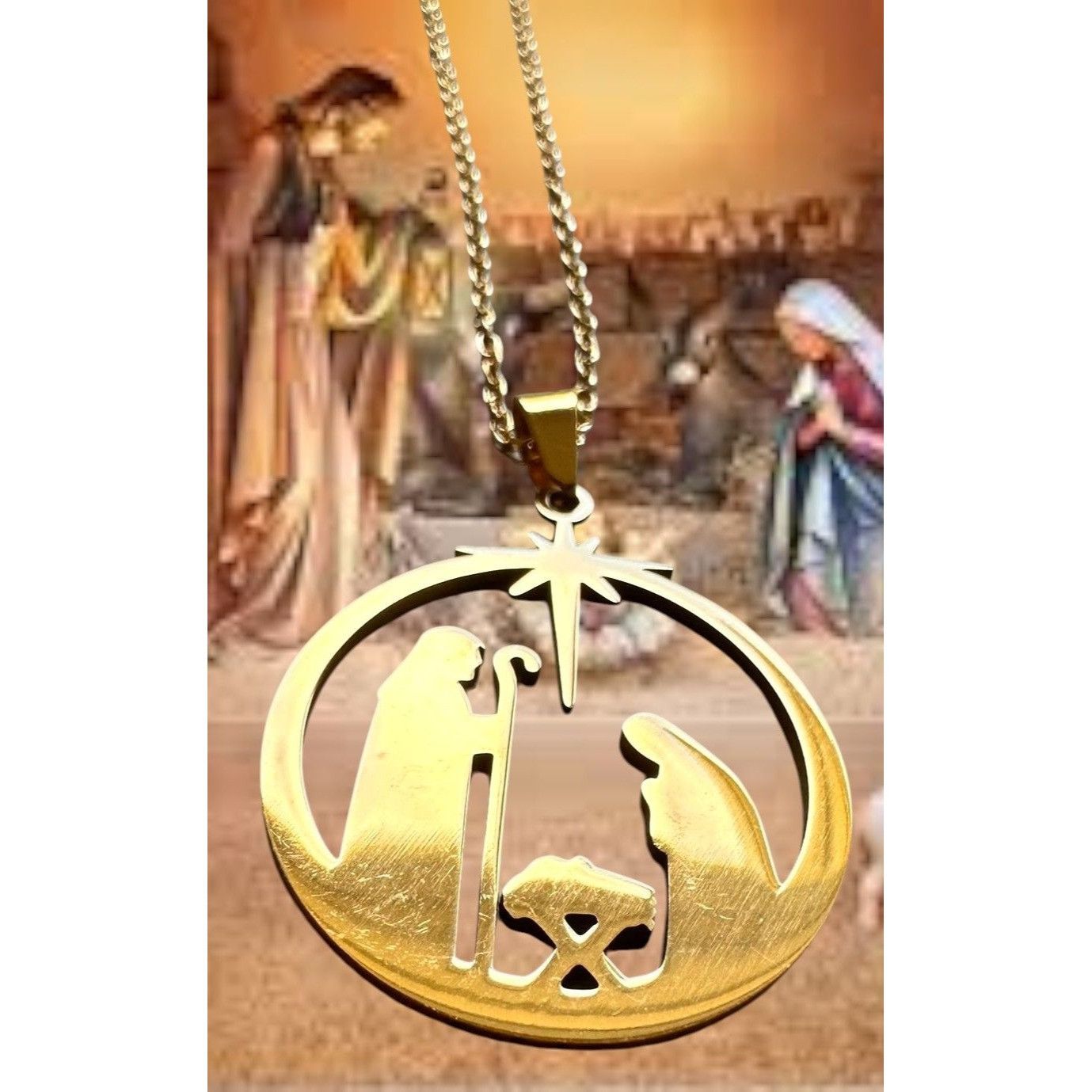 Handmade Nativity Scene Necklace Baby Jesus Jerusalem Christmas New 1 Size ONE SIZE - 10 Thumbnail