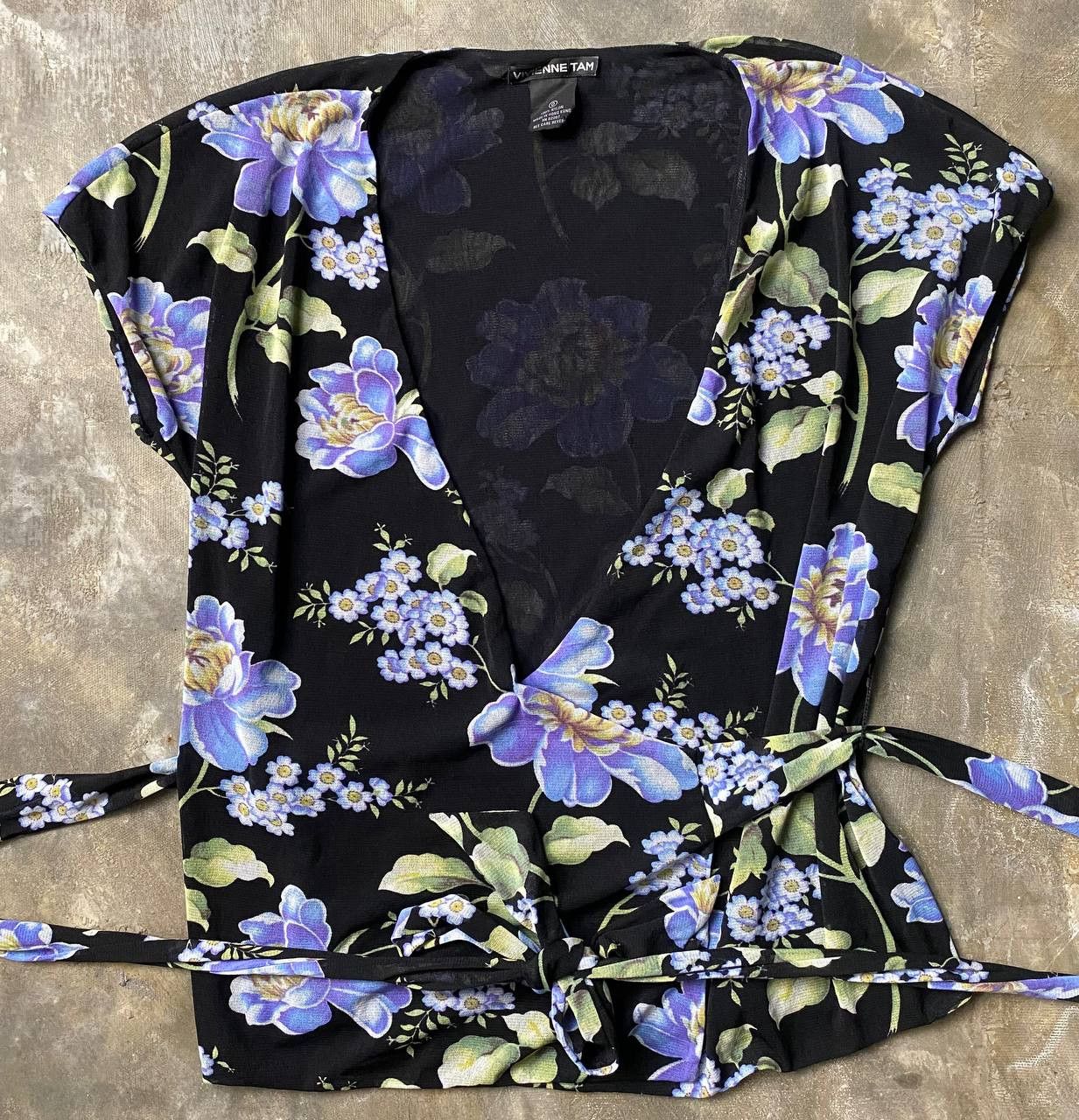 Vivienne Tam 1990s Floral Wrap-around Mesh Tops Size XS / US 0-2 / IT 36-38 - 6 Thumbnail