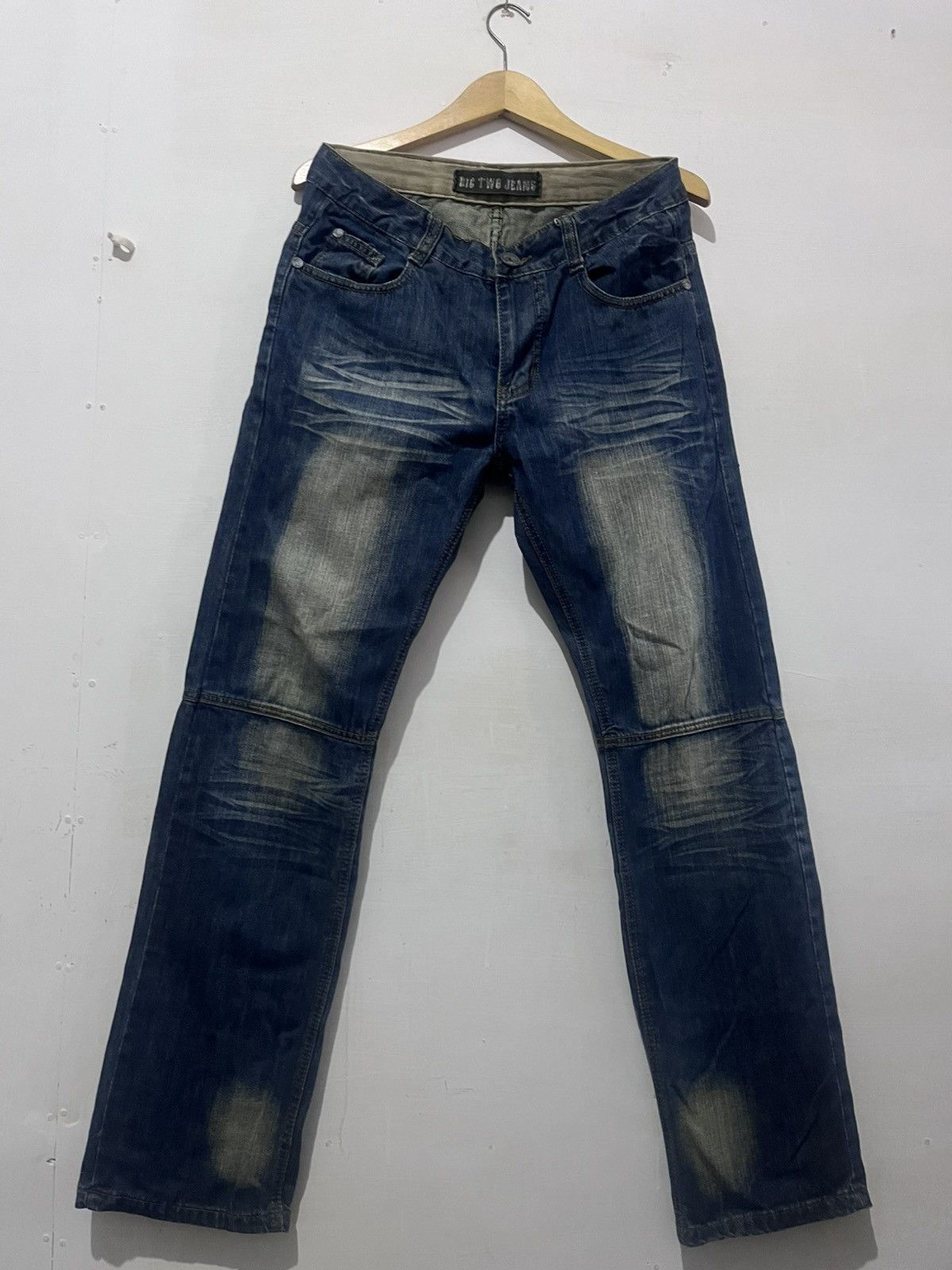 Isamu Katayama Backlash Vintage Y2K Biker Jeans", "Distressed Faded Denim" Size US 32 / EU 48 - 3 Thumbnail