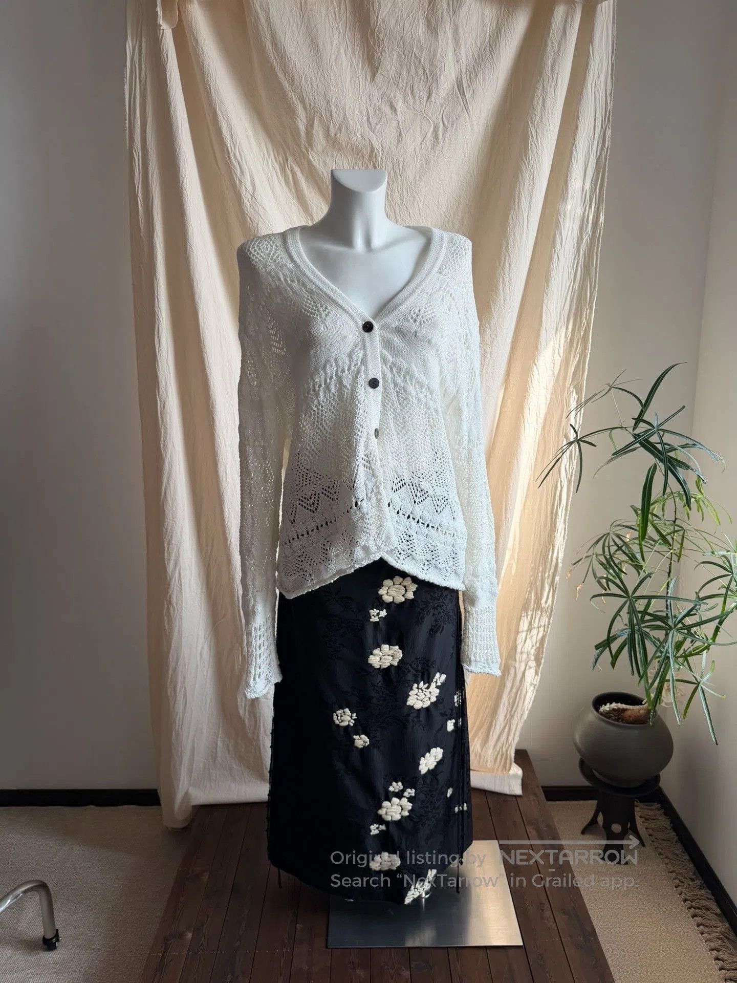 Y's Y'sforliving Cotton Knit Openwork Cardigan. Size M / US 6-8 / IT 42-44 - 1 Thumbnail