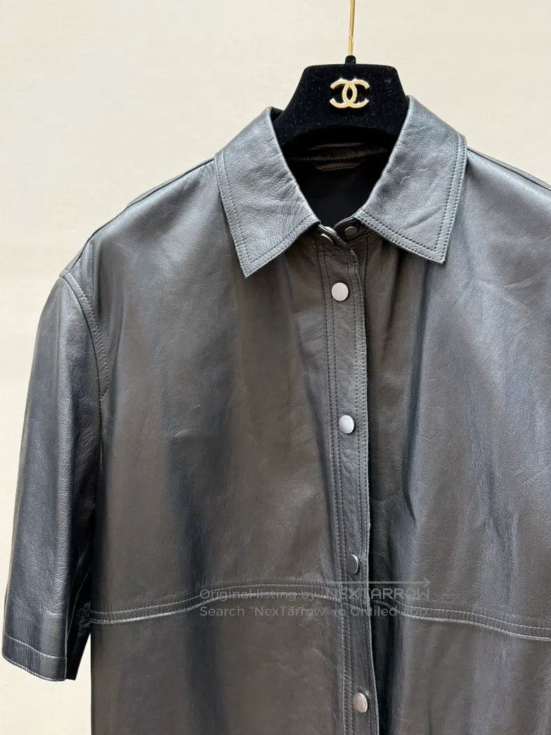 Brunello Cucinelli Brunello Cucinelli Black short-sleeved leather jacket, loo Size US XS / EU 42 / 0 - 2 Thumbnail