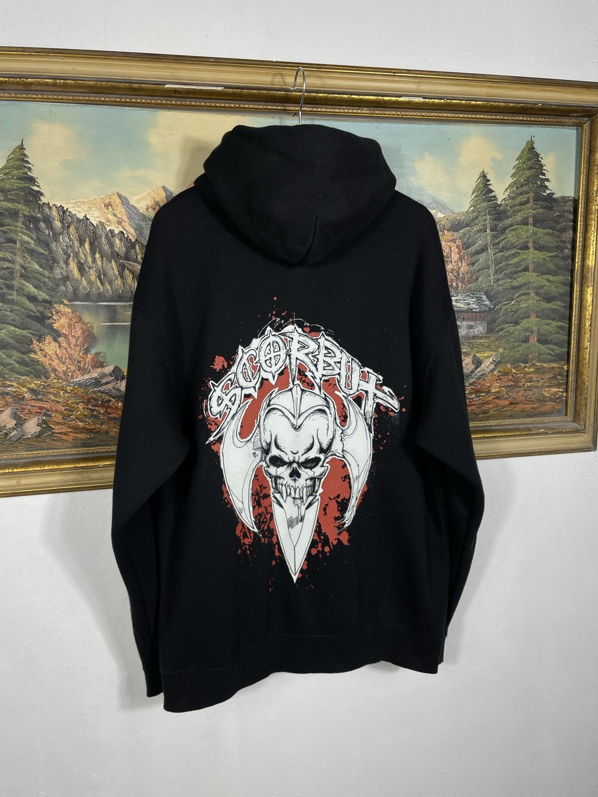 Affliction × Band Tees Black retro 00s hoodie Scorbut band merch rock metal skull Size US XL / EU 56 / 4 - 5 Thumbnail