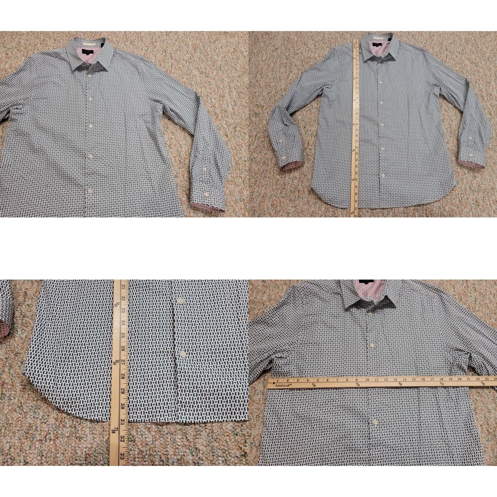 Ted Baker Ted Baker Shirt Mens Large Multi Geometric Abstract Button Up Long Sleeve Size US L / EU 52-54 / 3 - 8 Thumbnail