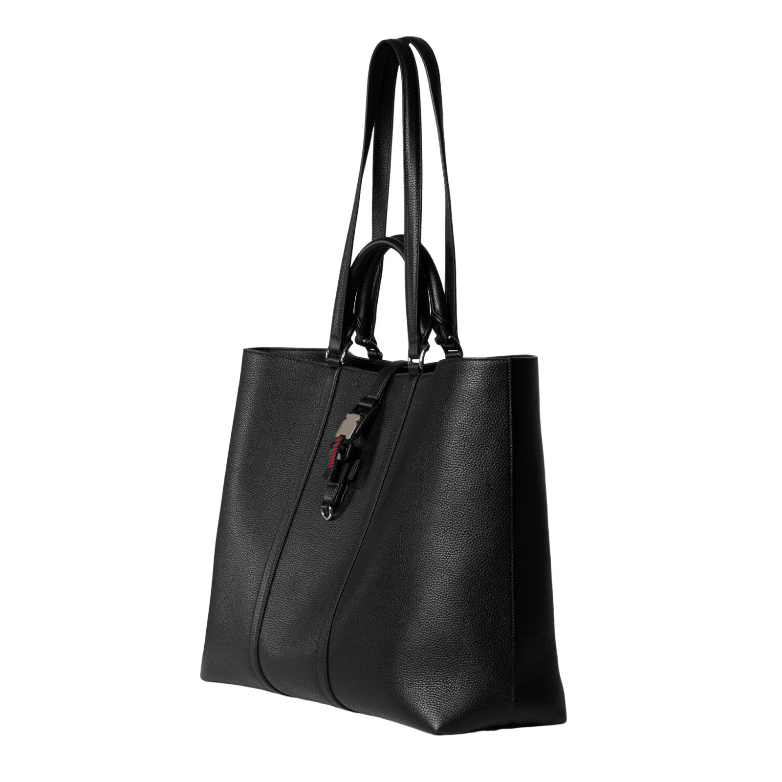 Gucci GUCCI $3800 Black Leather Maxi Web Tote New Size ONE SIZE - 2 Thumbnail