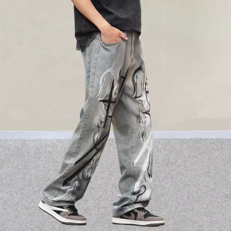 Japanese Brand Flame Art Graphic Denim Pant Size US 29 - 8 Thumbnail