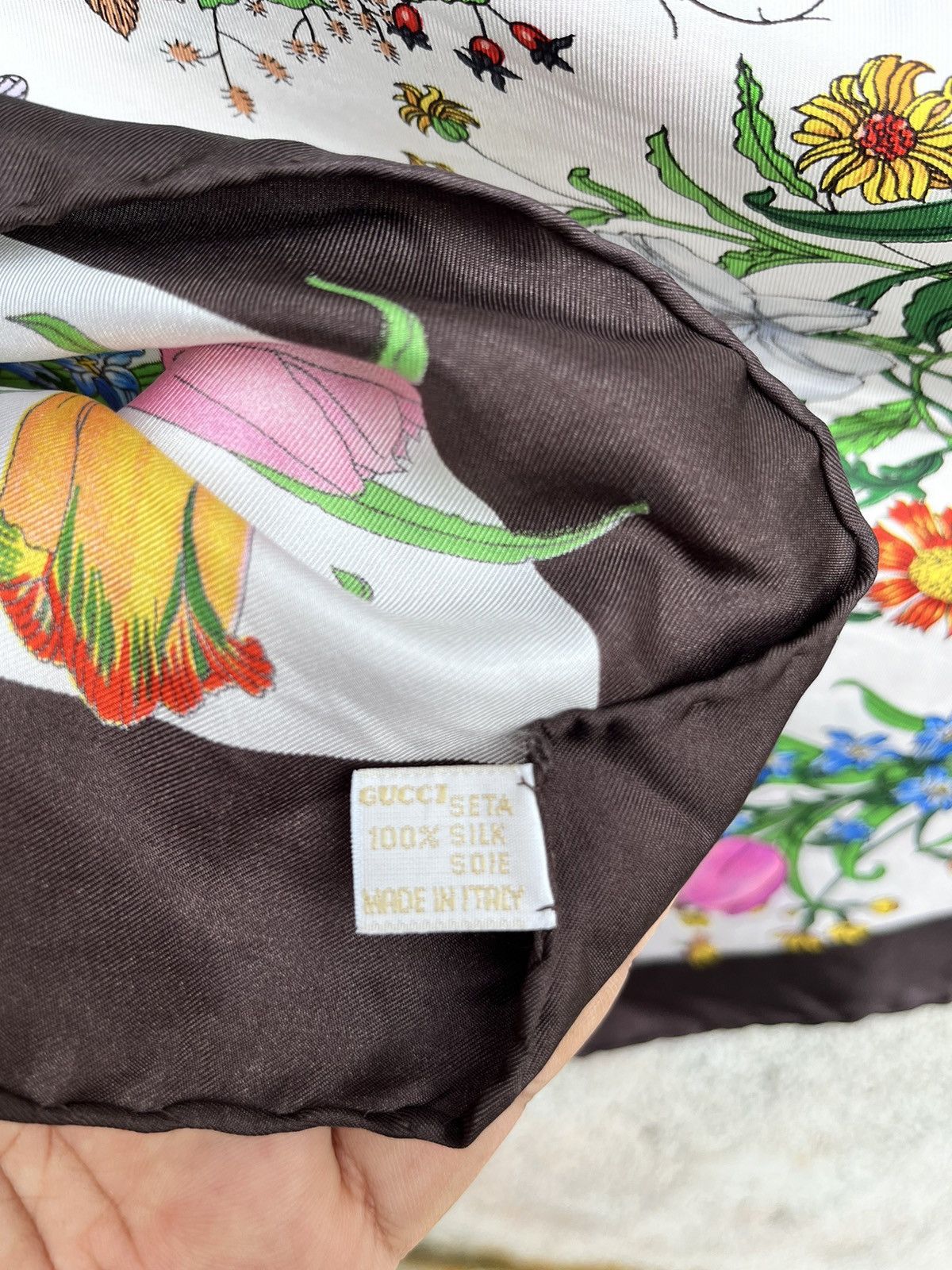 Designer Vintage 80s Gucci Iconic Florals Scarf Size ONE SIZE - 5 Thumbnail