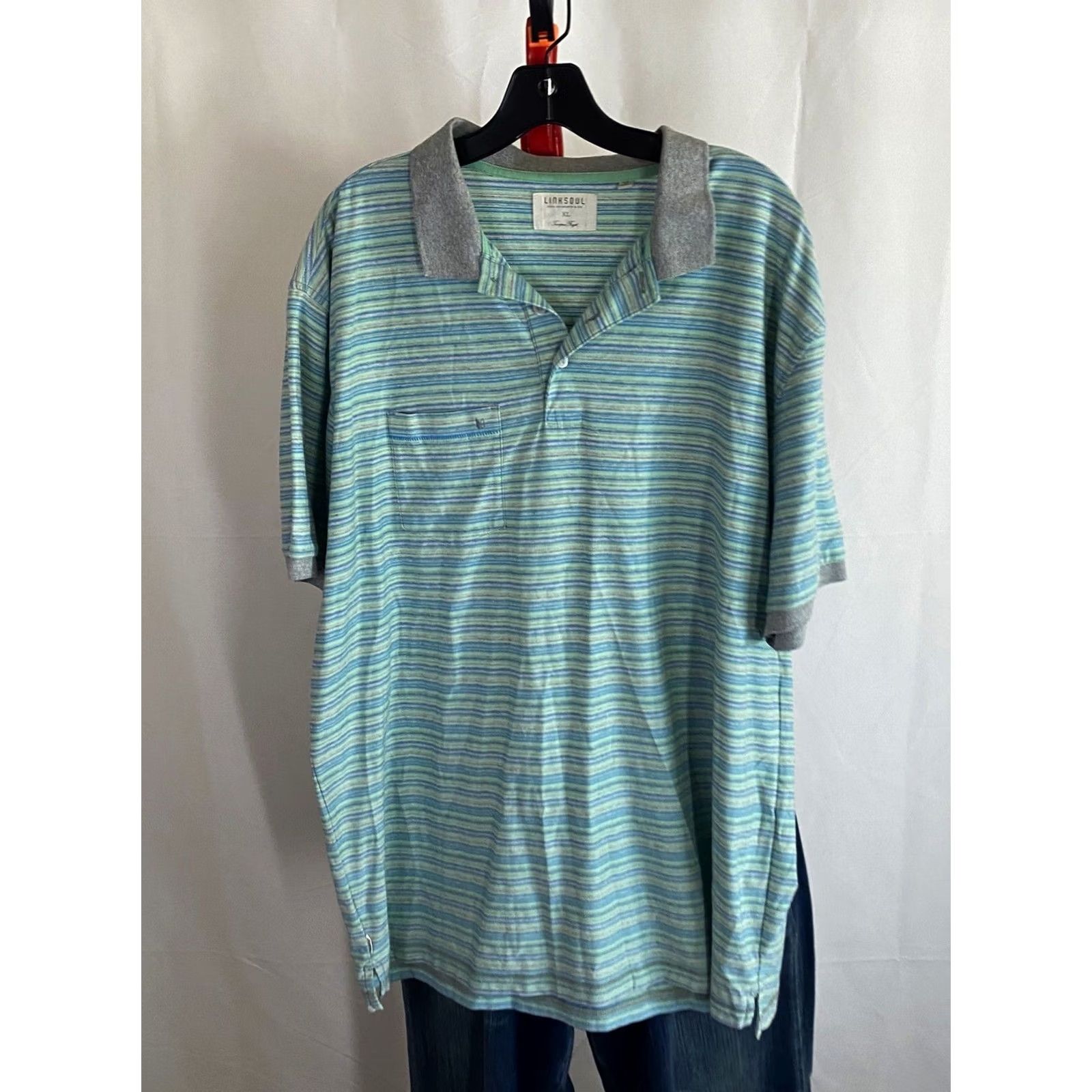 Vintage Linksoul Polo Shirt XL Embroidedred Golf Club Stripe Men XS? XL - Note: Original title contains XL; no new info added. Size US XL / EU 56 / 4 - 2 Thumbnail