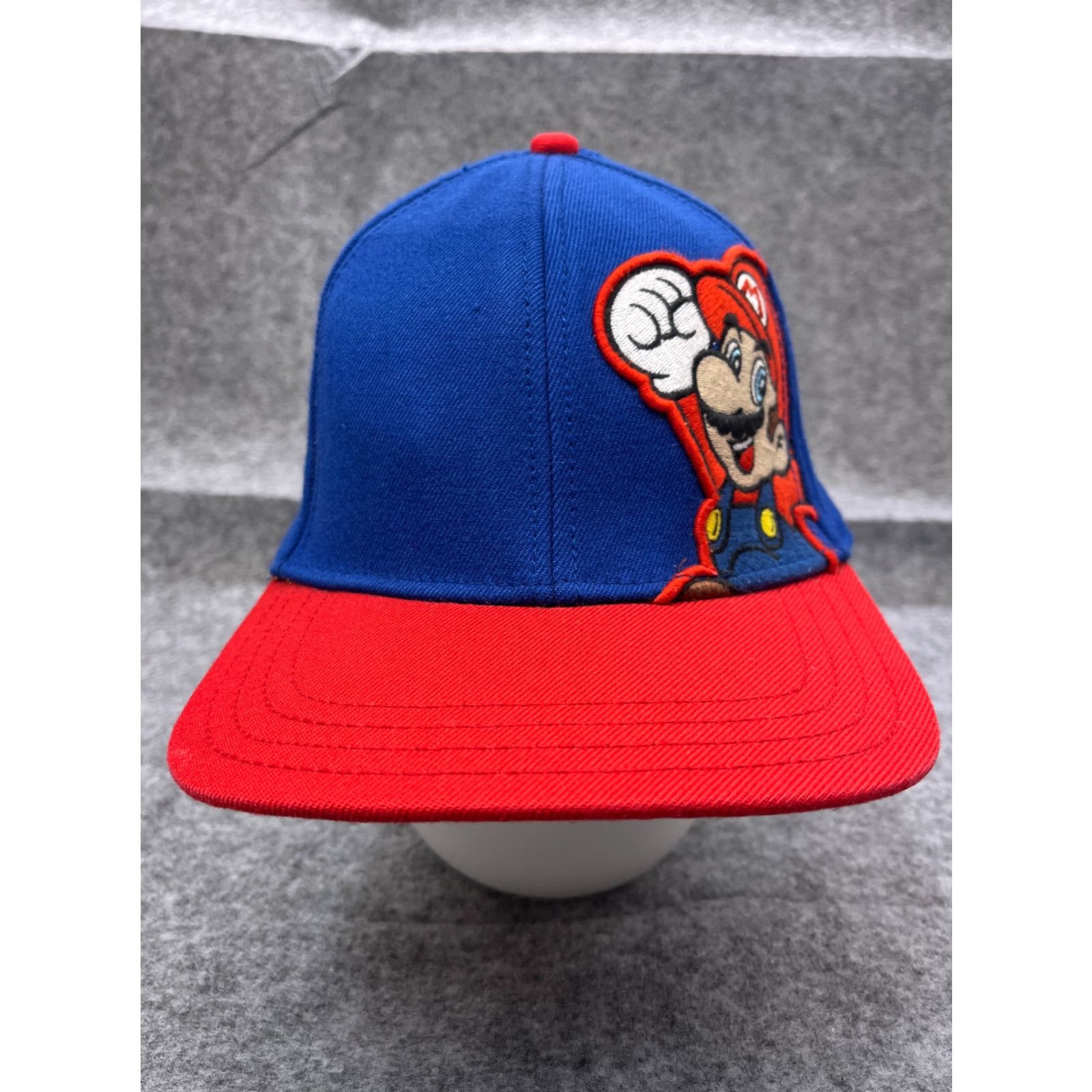 Vintage Bioworld Nintendo Super Marios Hat Cap Fitted Adult One Size Blue Acrylic Spandex Stretch Twill Baseball Cap Mens 90s Video Game Classic Theme cap Size ONE SIZE - 2 Thumbnail