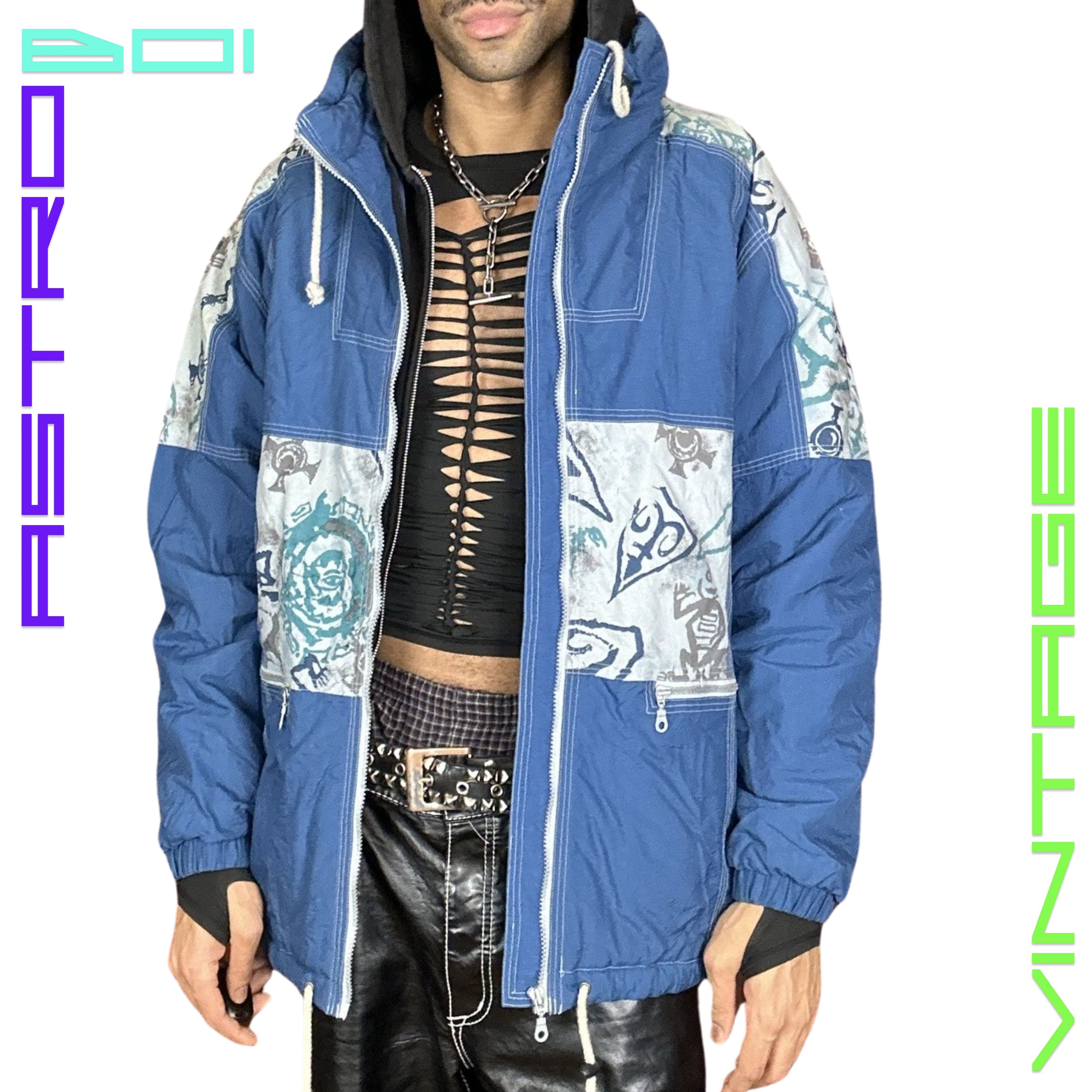 Other VIntage 90s Tattoo Print Gray/Blue Nylon Jacket - XL Size US XL / EU 56 / 4 - 3 Thumbnail