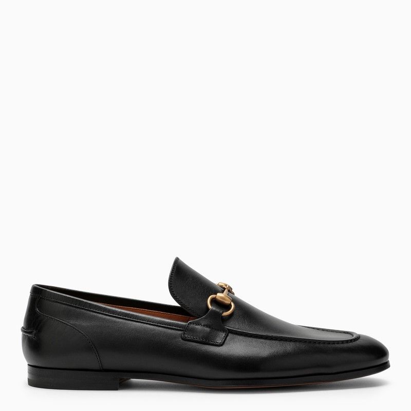 image of Gucci Black Leather Jordaan Loafers, Men's (Size 10)