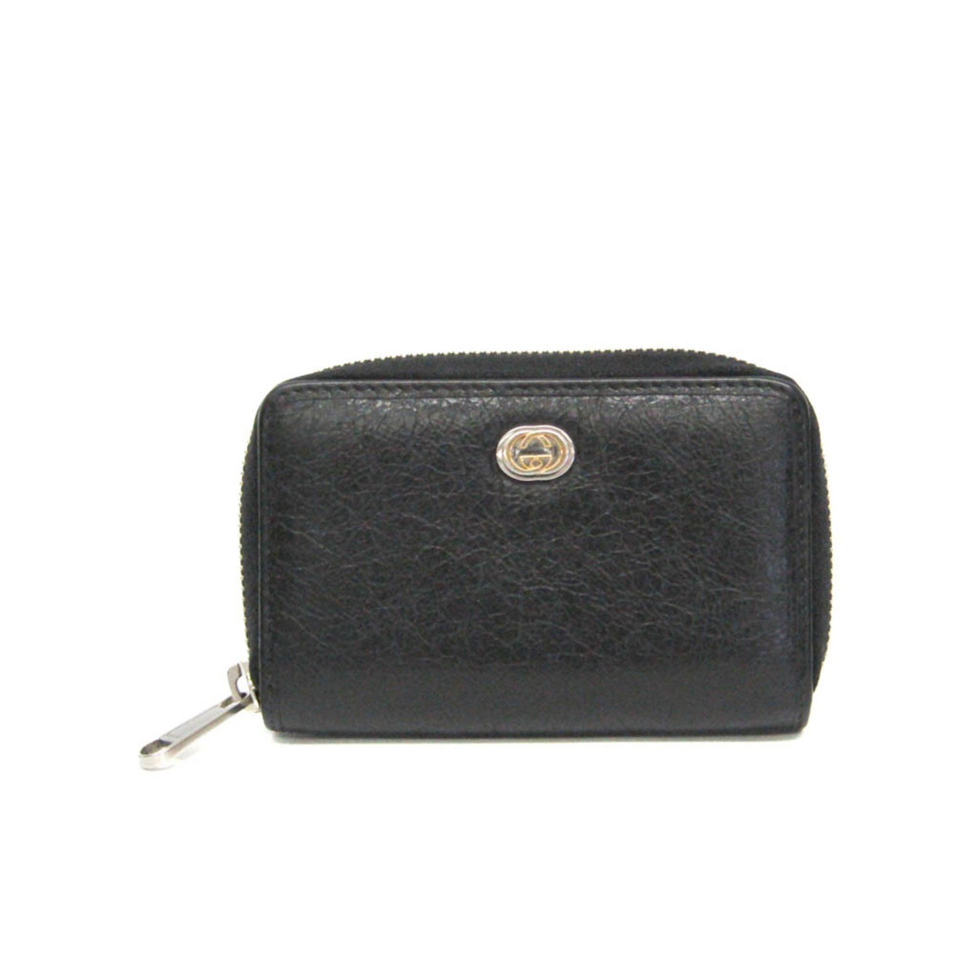 Gucci Gucci Interlocking G Coin Case 581530 Leather Card Case Black Size ONE SIZE - 1 Thumbnail
