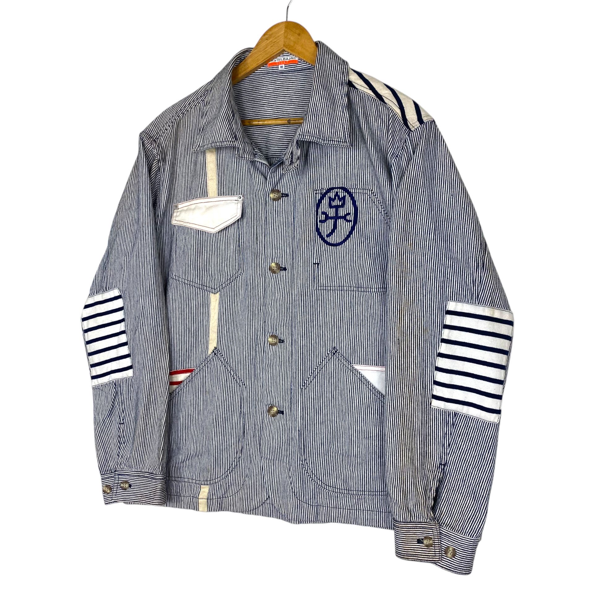 Jean Charles De Castelbajac 💥 CASTELBAJAC JEAN HICKORY STRIPED JACKET BUTTON Size US L / EU 52-54 / 3 - 3 Thumbnail