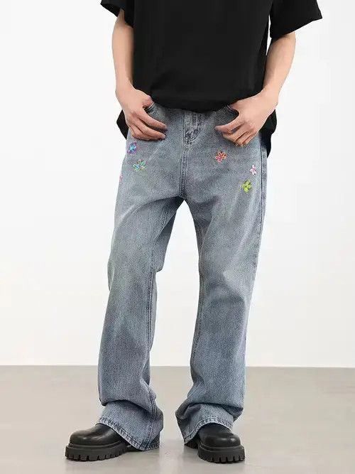 Jean flared y2k graphic pattern jeans Size US 32 / EU 48 - 1 Thumbnail