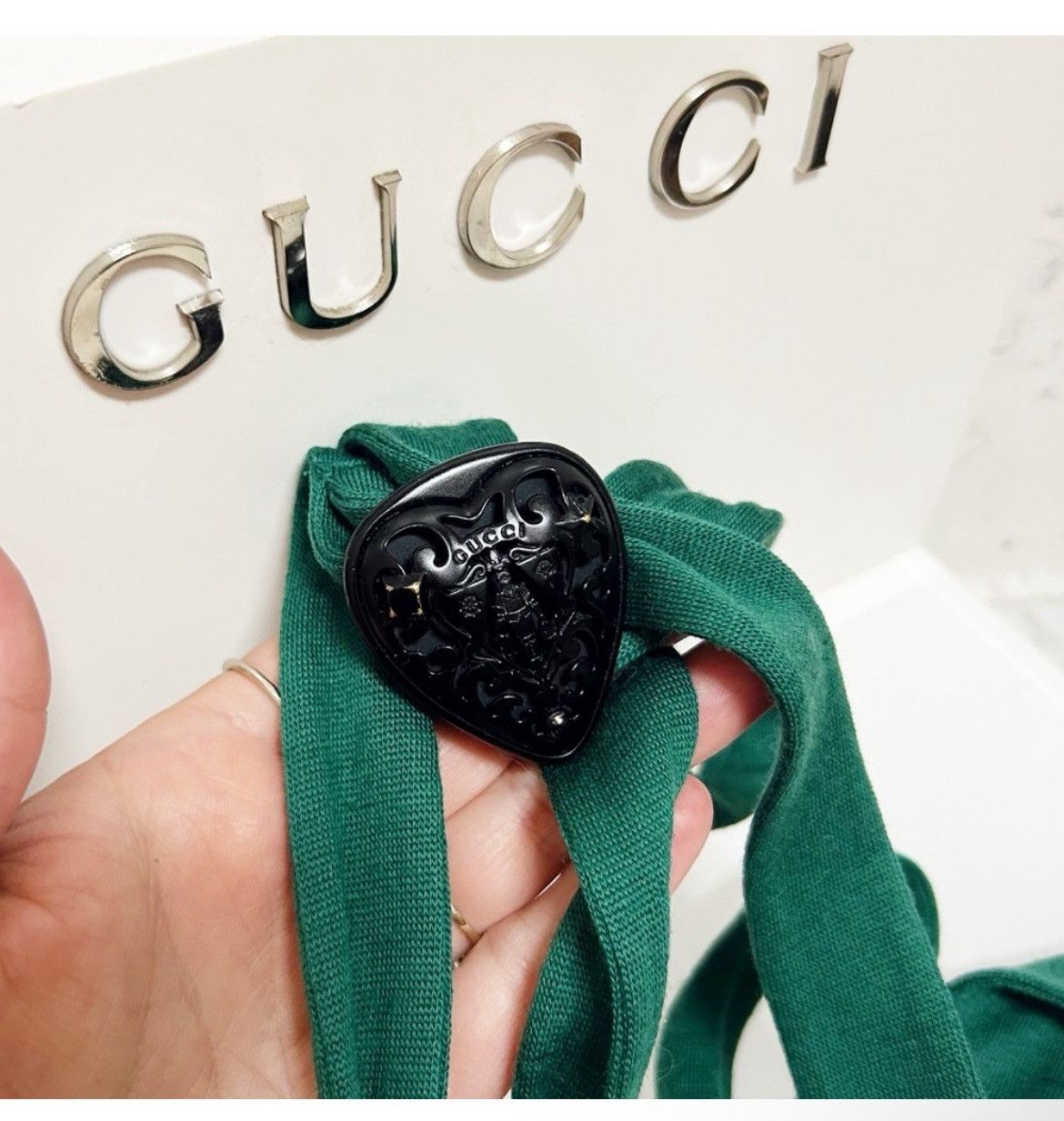 Gucci Authentic Gucci Rare Hysteria Black Heart & Teal Wool Belt Size ONE SIZE - 12 Thumbnail