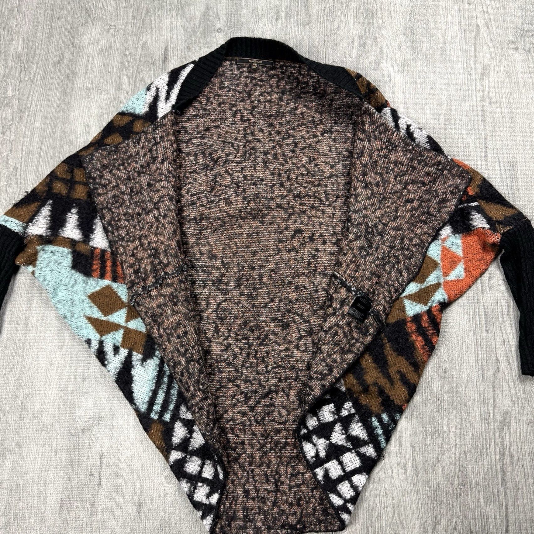 Bcbgmaxazria BCBGMAXAZRIA Cardigan S/M Knit Open Boho Peasant Geometric Multicolor Raglan Sleeve Womens Size S / US 4 / IT 40 - 3 Thumbnail