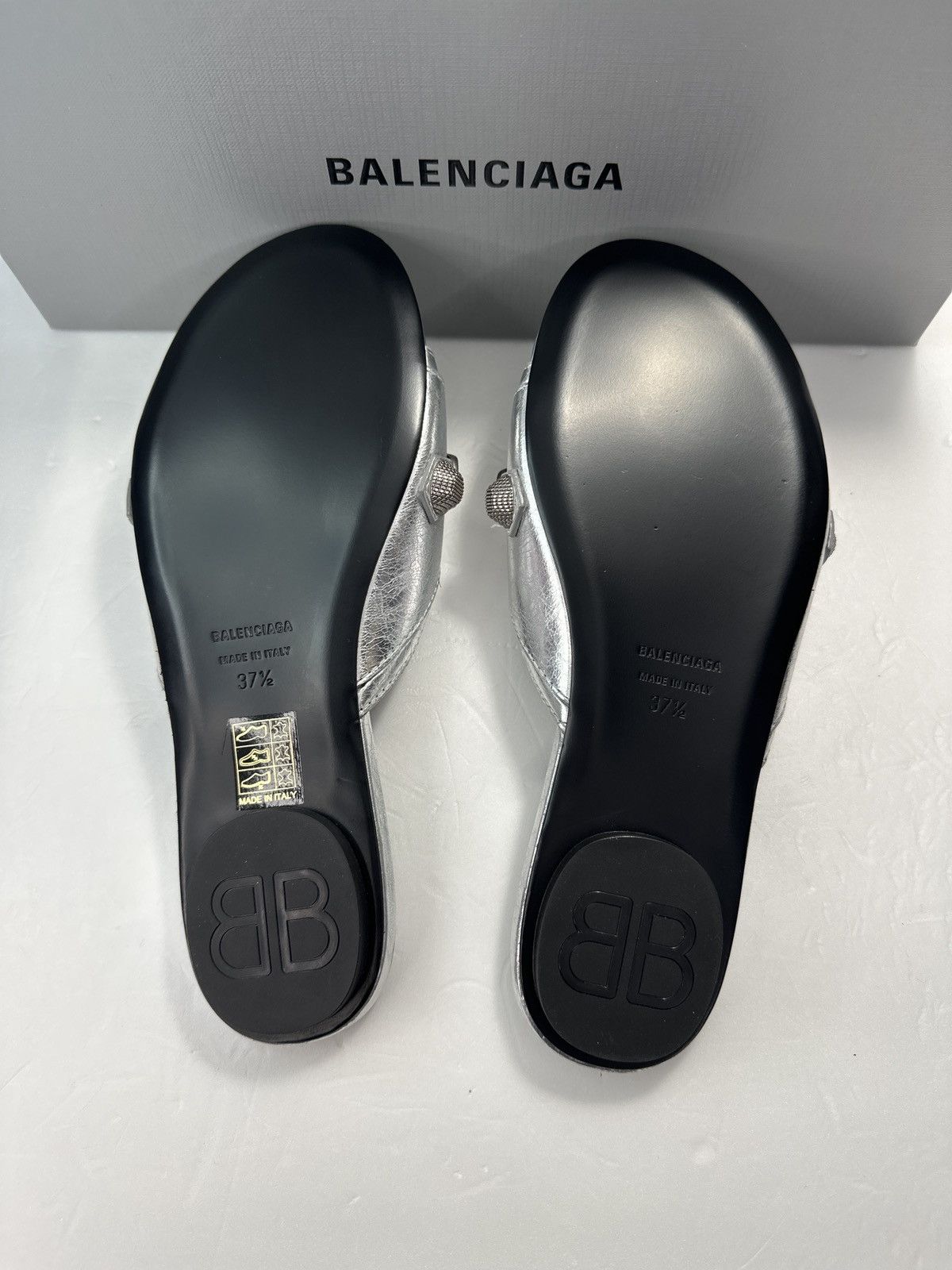 Balenciaga BALENCIAGA Cagole embellished metallic sandals Size US 7.5 / IT 37.5 - 11 Thumbnail