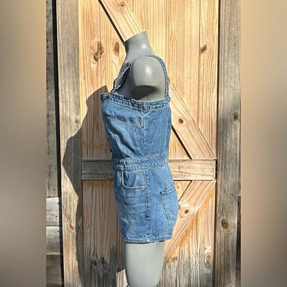 American Rag American Rag Cie Blue Denim Romper Bib Overalls Shortalls~3~ Size 26" / US 2 / IT 38 - 3 Thumbnail