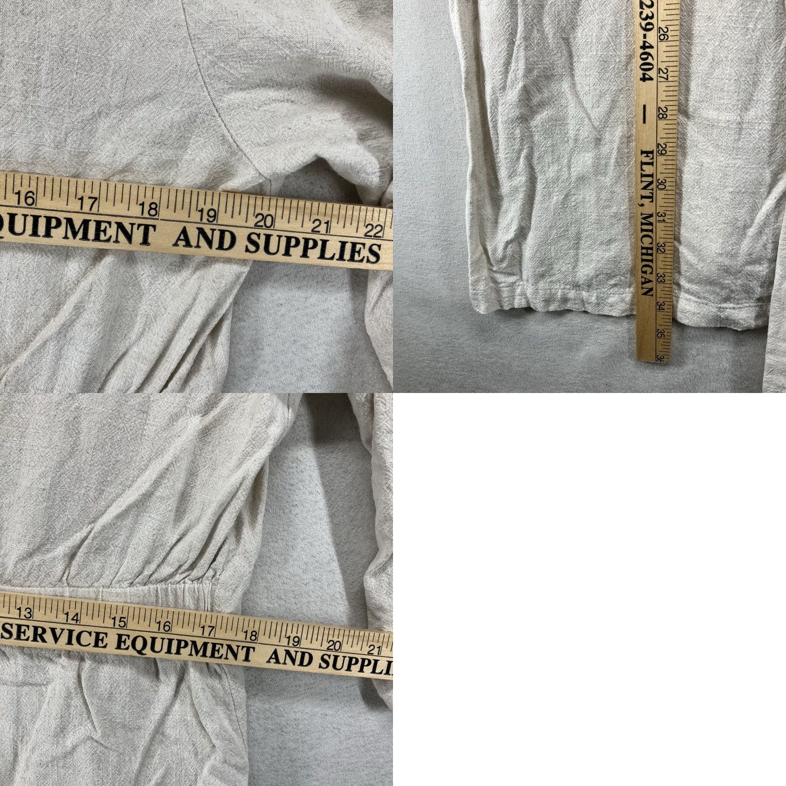 Vintage VINTAGE Retro 90s Linen Blend XL Tunic Top Beige Button Front Tie Back Long Lagenlook Size XL / US 12-14 / IT 48-50 - 11 Thumbnail