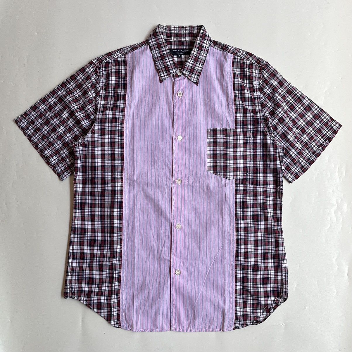 image of Ss18 Comme Des Garcons Homme Plaid Hybrid Shirt, Men's (Size Small)