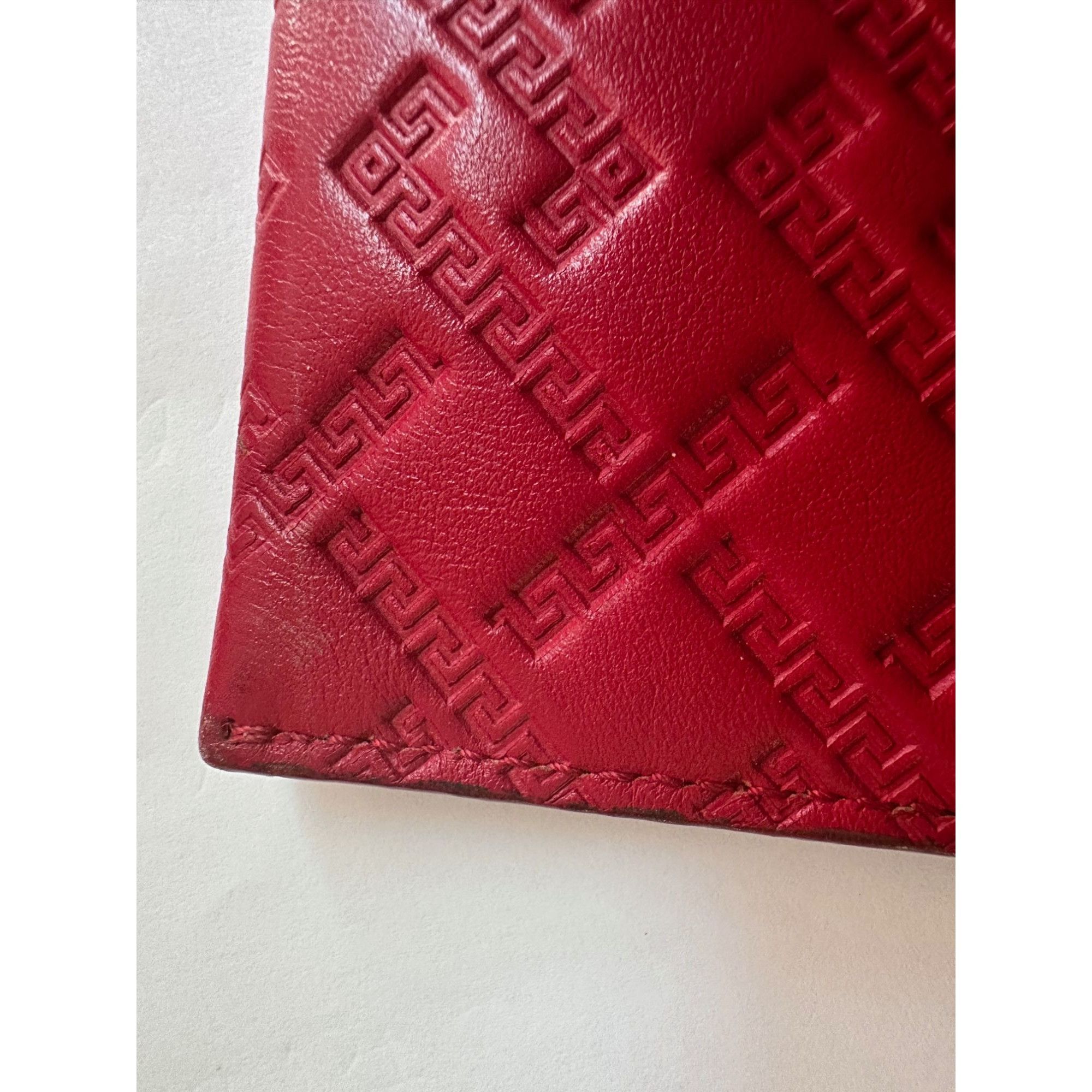 Versace Versace Large Red Logo Print Leather Wristlet Clutch Size ONE SIZE - 13 Thumbnail