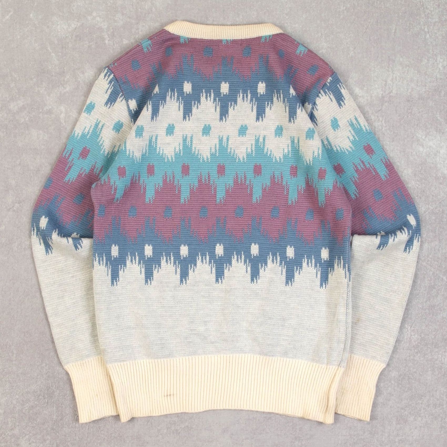 Vintage VINTAGE 70s Patterned Knitted Jumper Wool Women's Purple Aztec Size Medium Size M / US 6-8 / IT 42-44 - 2 Thumbnail