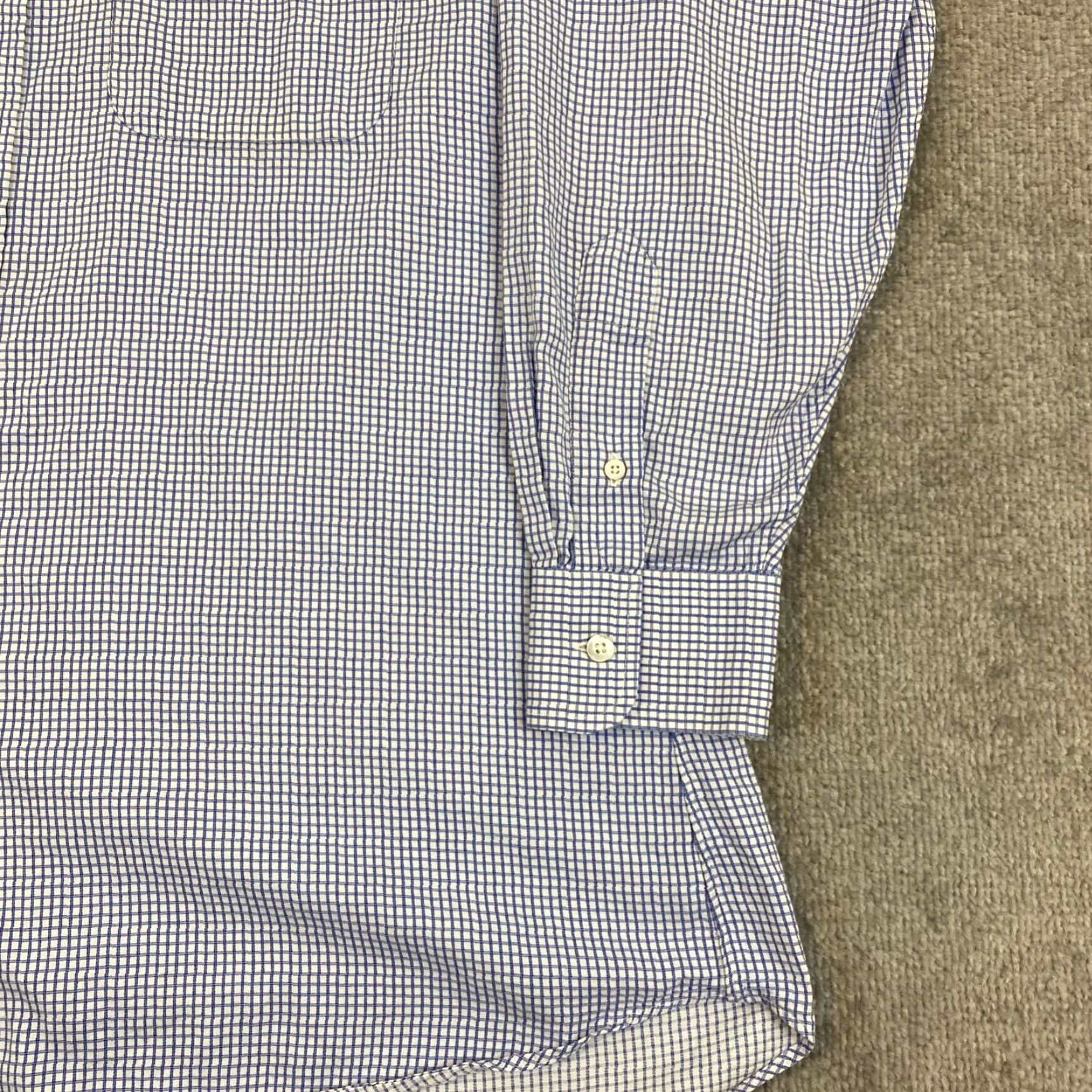 Vintage Gitman Bros Shirt Mens 16.5 / 33 Button Up Blue White Micro Plaid Casual Dress Top USA Size US XL / EU 56 / 4 - 7 Thumbnail