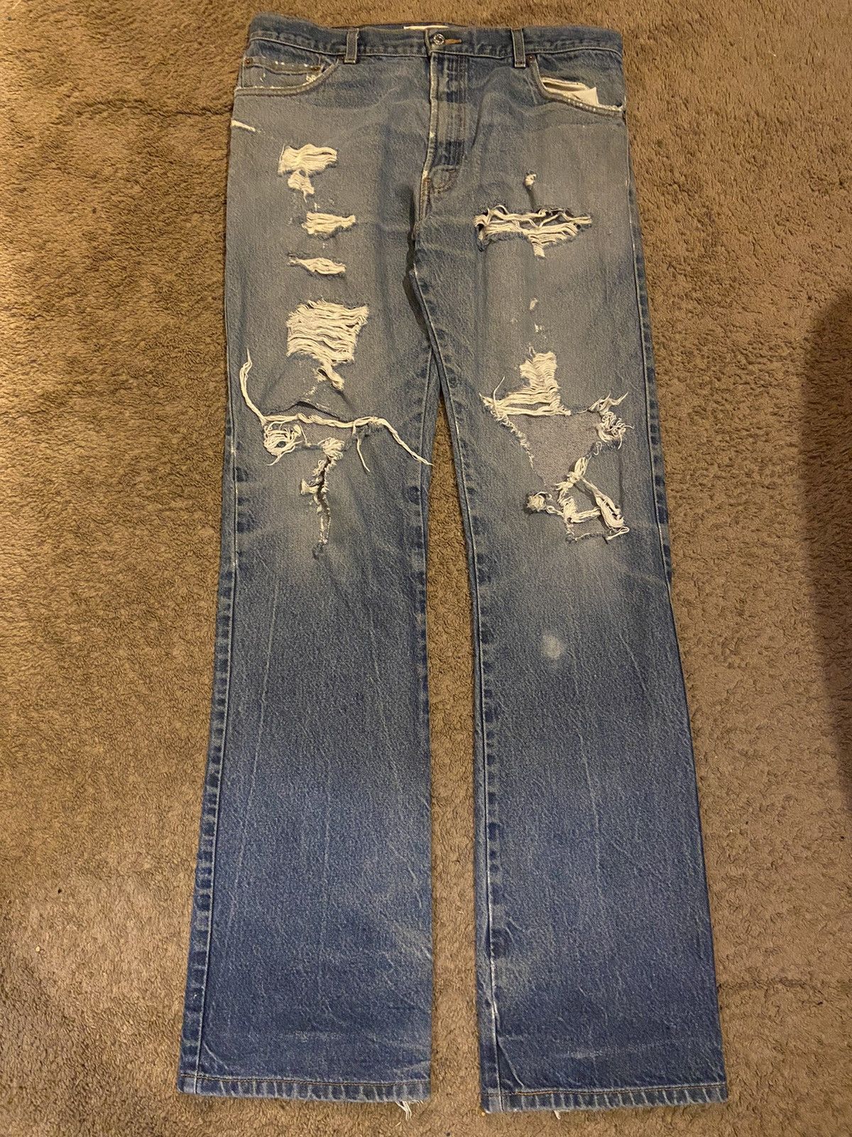 Levi's × Levi's Vintage Clothing Levi’s Ripped Bootcut Denim Jeans Size US 36 / EU 52 - 2 Thumbnail