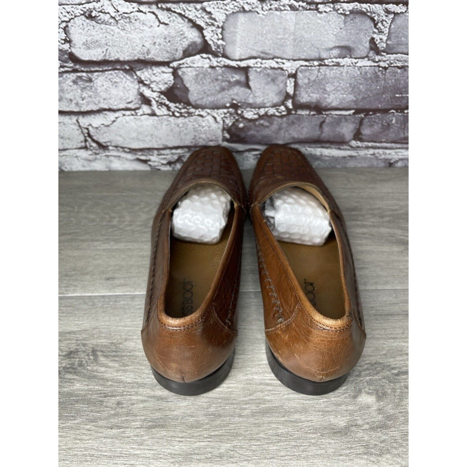 Other Brass Boot Brown Leather Basket Weave Loafers Dress Shoes Me Size US 10 / EU 43 - 23 Thumbnail