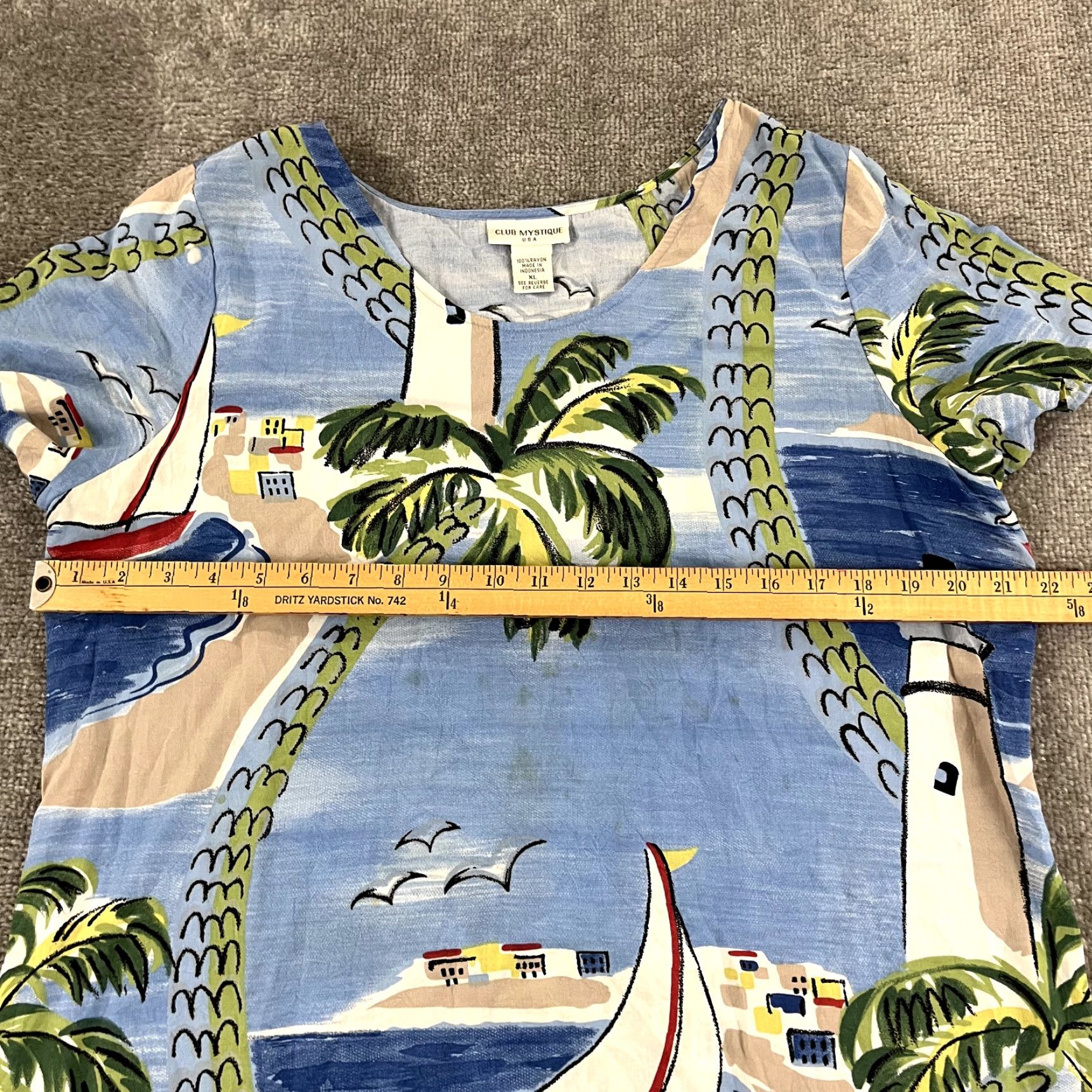 Vintage VINTAGE CLUB MYSTIQUE Top Womens XL Blue Beach Hawaiian Tropical 33" Micro Dress Tunic Size XL / US 12-14 / IT 48-50 - 4 Thumbnail