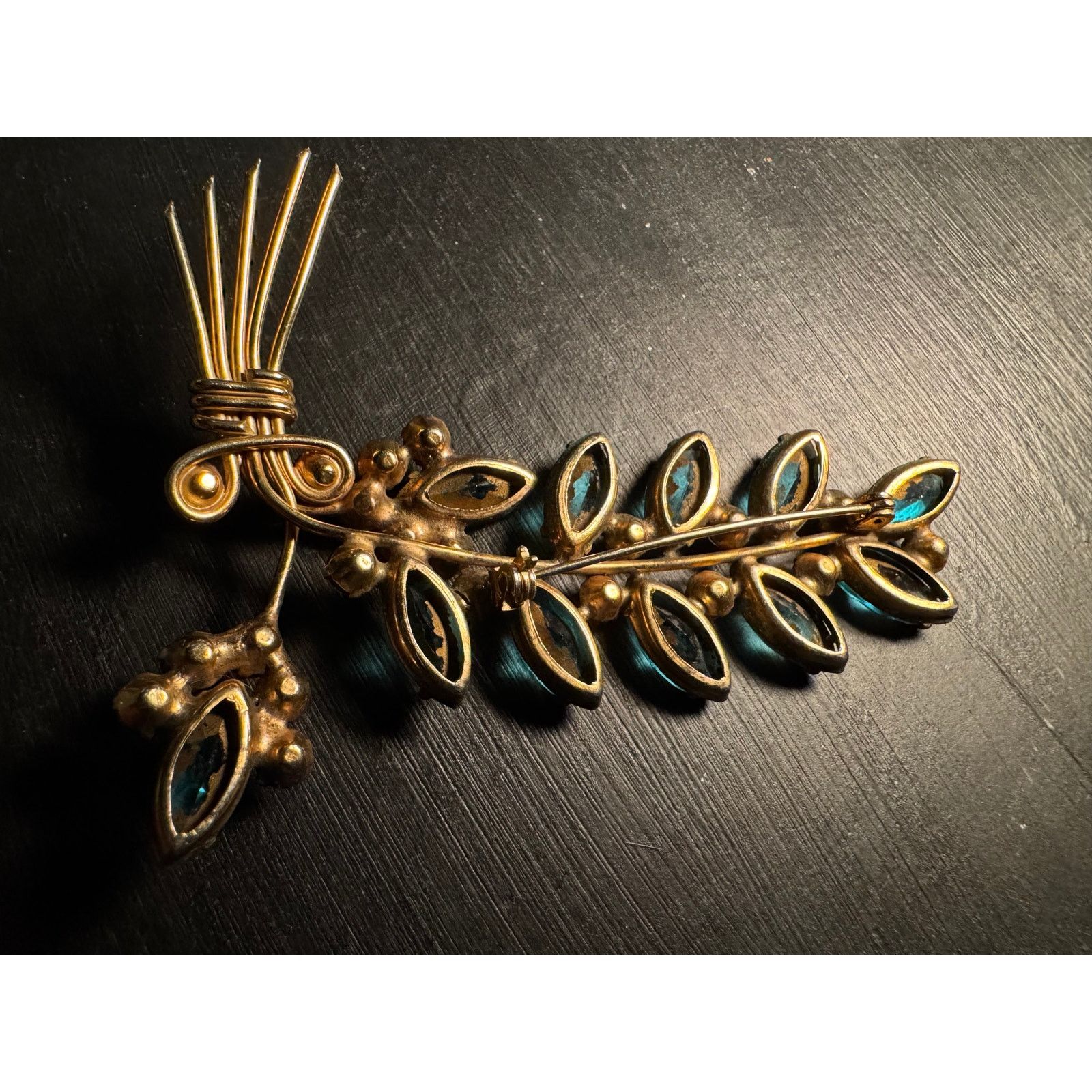 Other Large Aqua/Teal Marquis Cut Glass Rhinestones Czech Brooch Size ONE SIZE - 7 Thumbnail