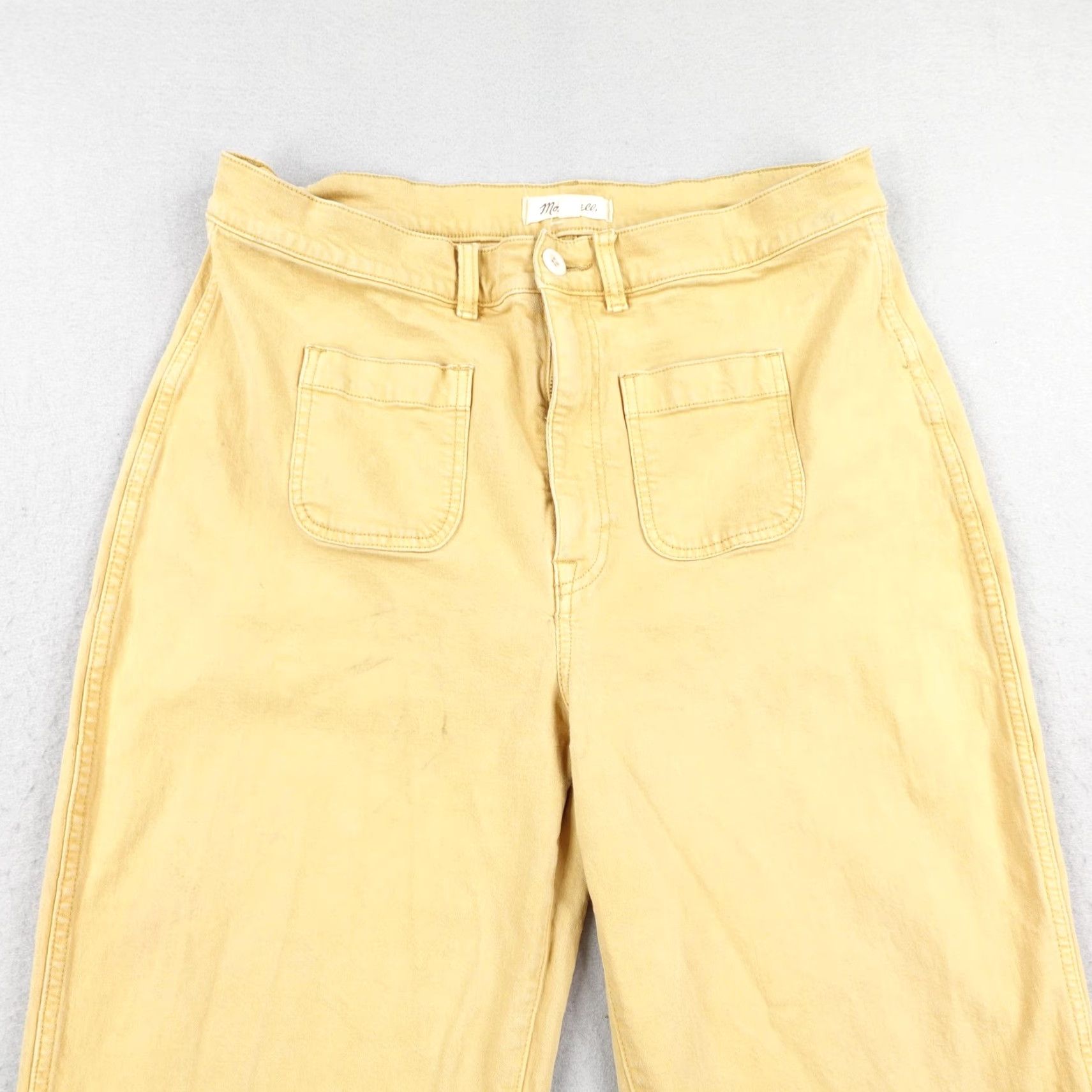 Madewell Madewell Pants Womens 32 Yellow High Rise Wide Leg Utility Baggy Stretchy Twill Pockets Relaxed Zip Size 24" / US 00 / IT 34 - 2 Thumbnail