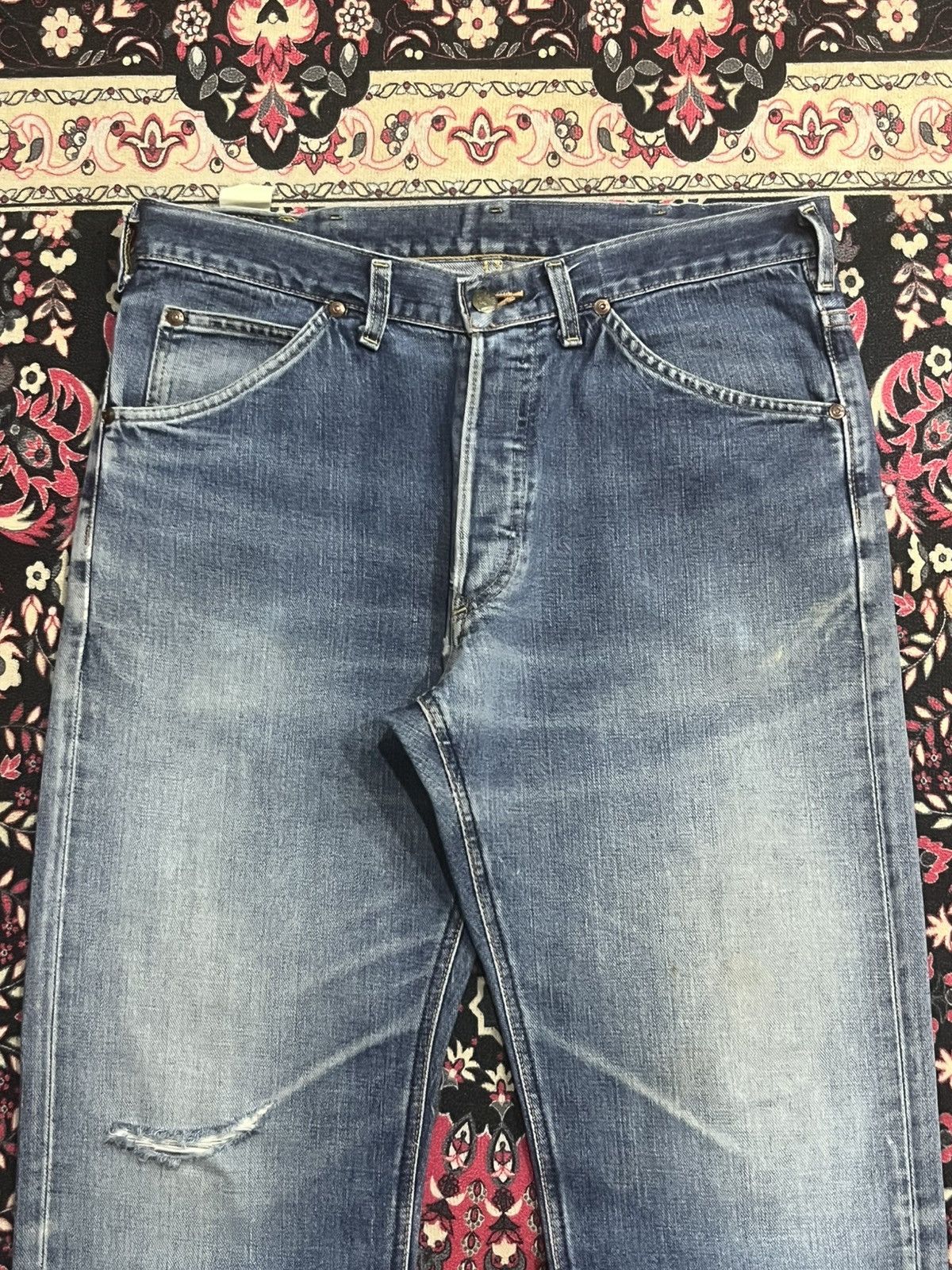 Vintage Vintage Lee Rider Union Made Sanforized Half Selvedge Jeans Size US 34 / EU 50 - 4 Thumbnail