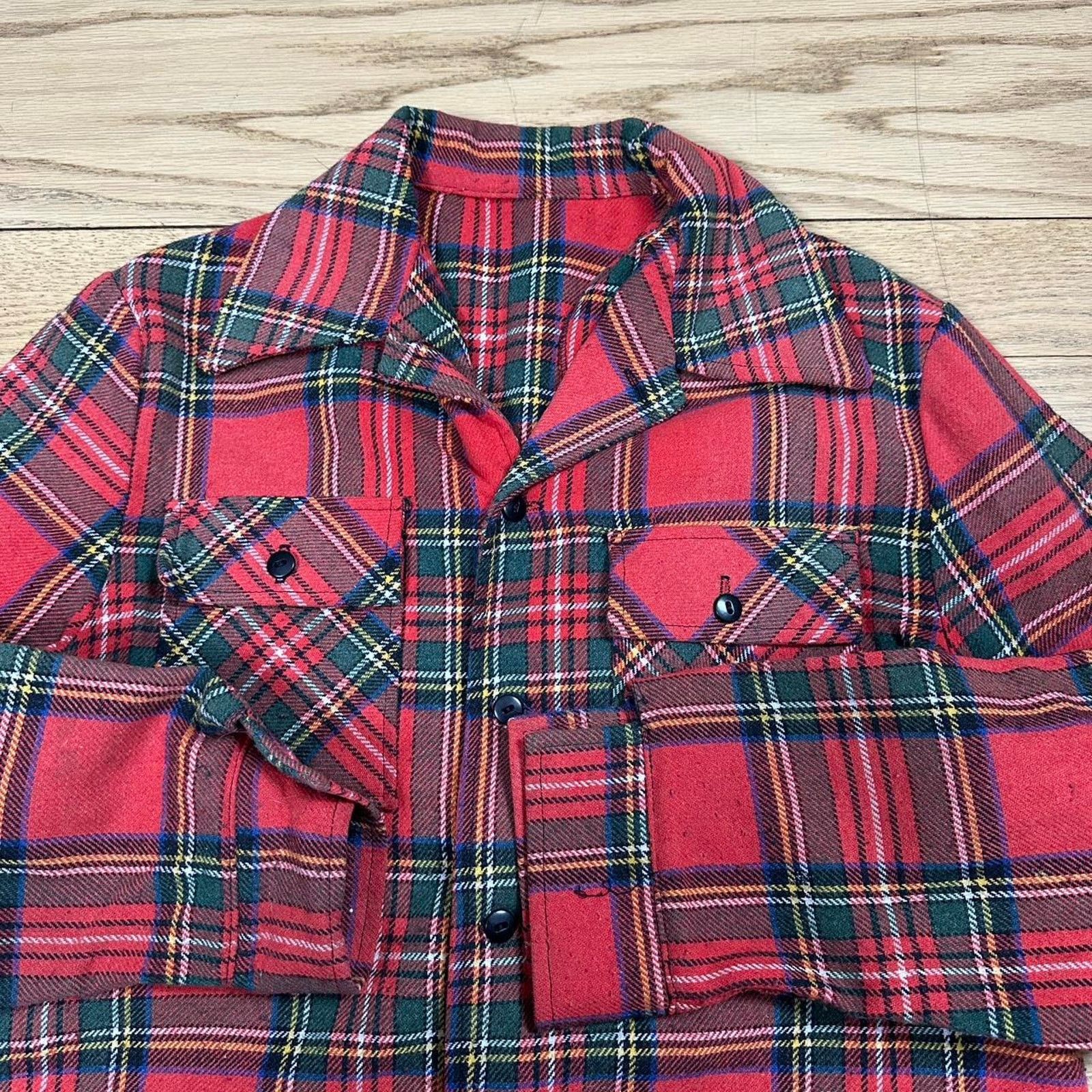 Vintage Vintage 70s plaid flannel shirt Size US L / EU 52-54 / 3 - 2 Thumbnail
