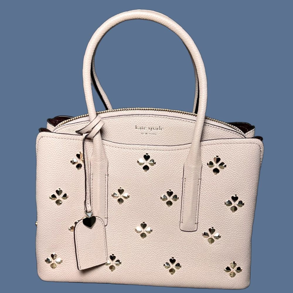 Vintage VINTAGE kate spade new york Margaux Satchel Bag - Blush Pink Cream Studded Leather Satchel Womens Medium Bags Size ONE SIZE - 1 Thumbnail