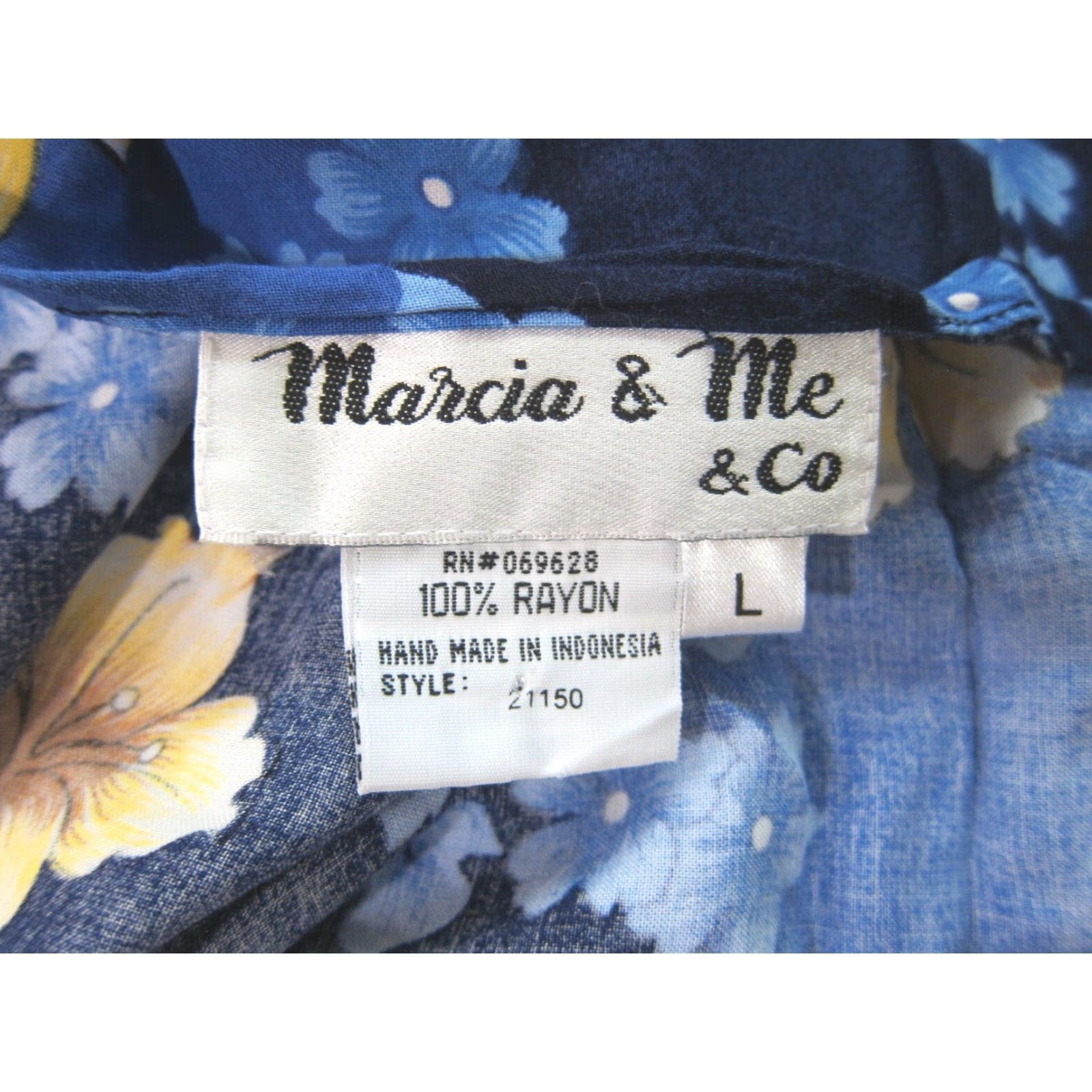 CO VINTAGE Marcia & Me & Co 100% Rayon Blue Yellow Floral Hawaiian Wrap Skirt Large Size 36" / US 14 / IT 50 - 3 Thumbnail