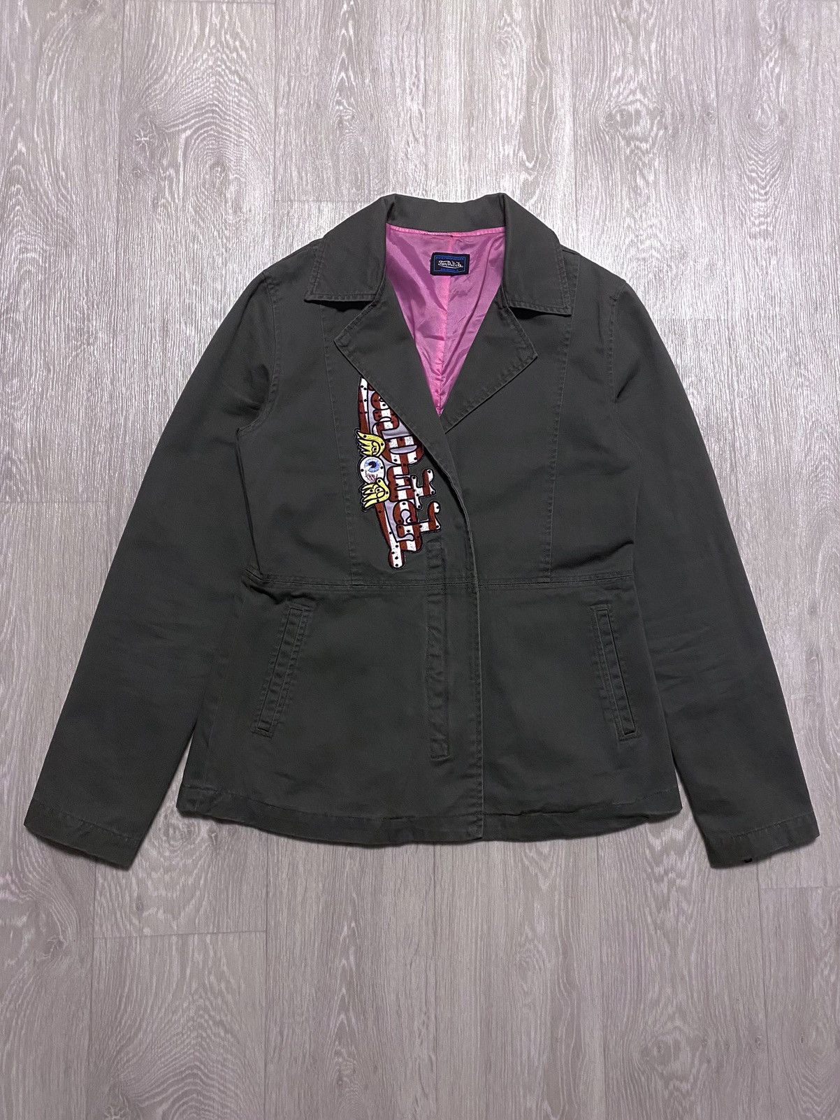 Von Dutch Vtg Von Dutch Patchwork Big Logo Embroidery Jacket Blazer Size M / US 6-8 / IT 42-44 - 4 Thumbnail