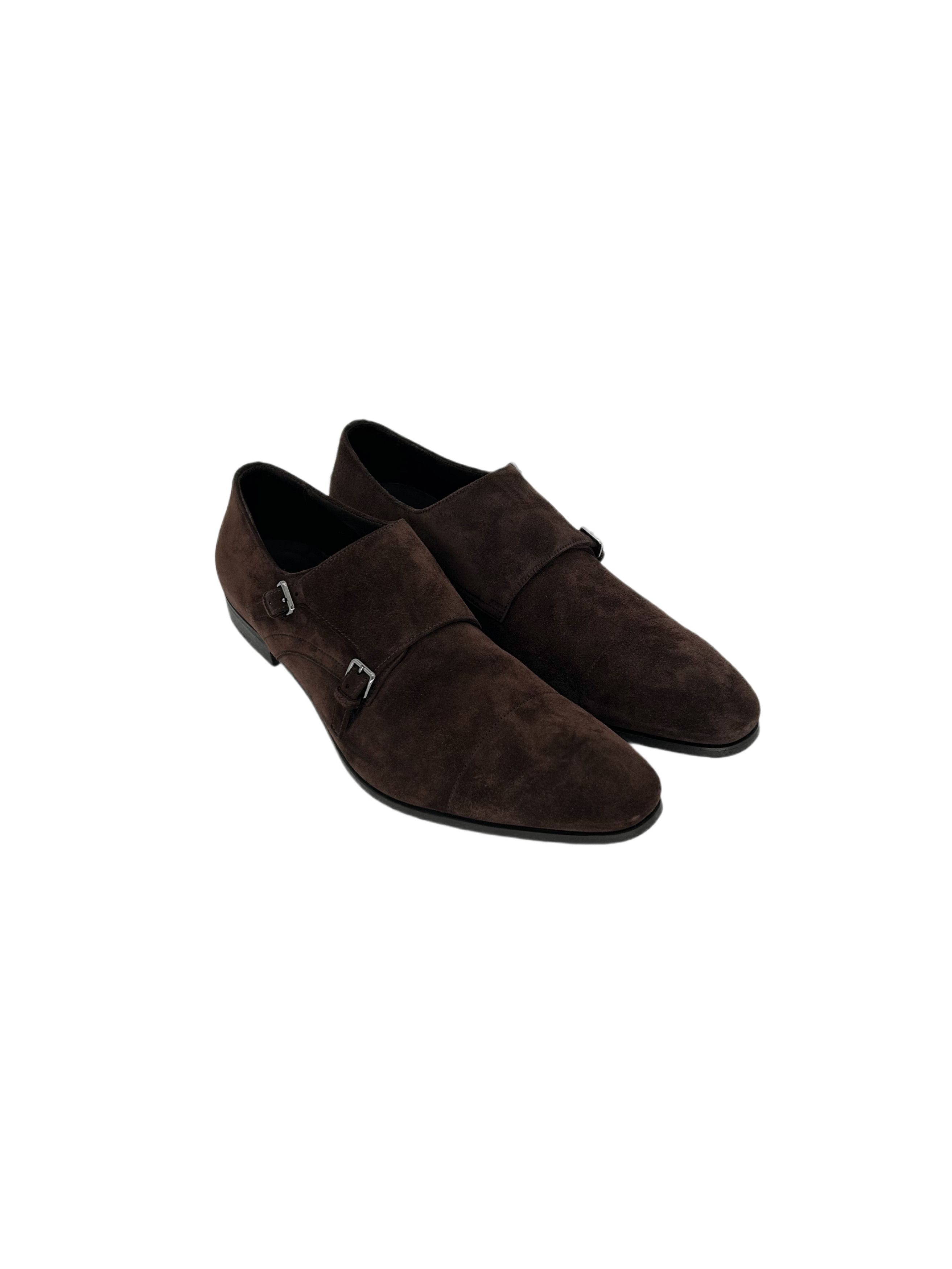 Prada Prada Brown Suede Double Monk Strap Shoe Size US 11 / EU 44 - 1 Thumbnail